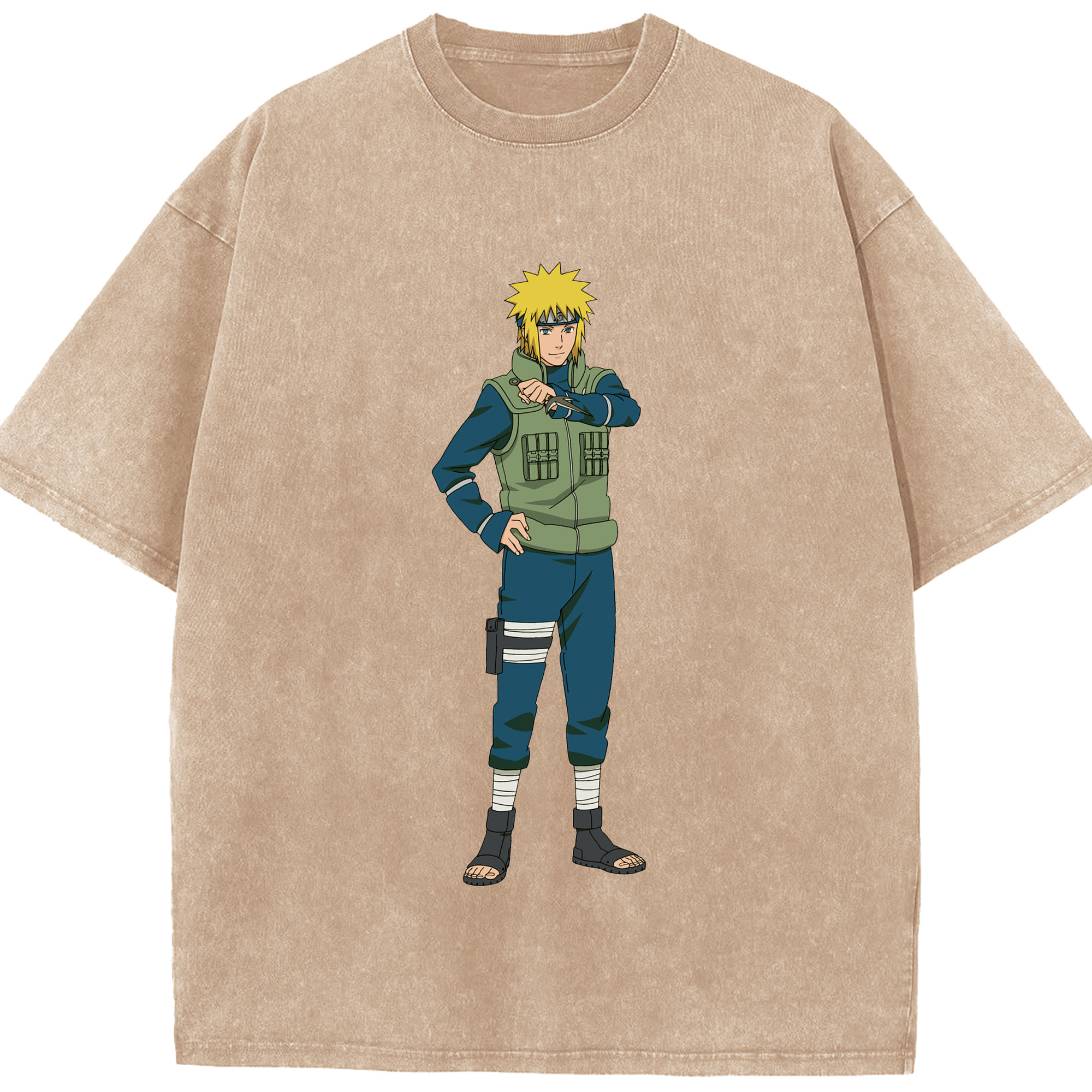 （画像用） NARUTO -ナルト- 波風 ミナト Namikaze Minato 綿100% ヴィンテージ風 半袖Tシャツ（フロントプリント）