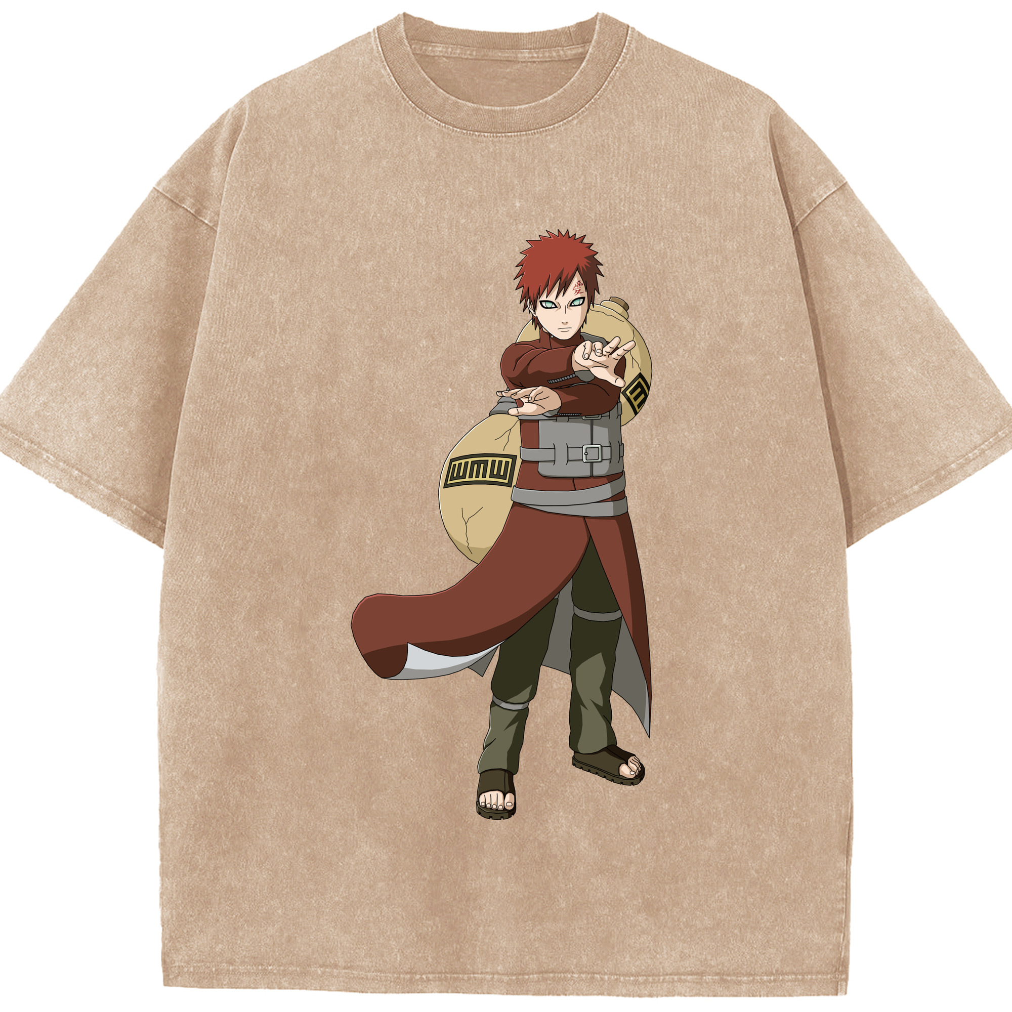 （画像用） NARUTO -ナルト- ガアラ Gaara 綿100% ヴィンテージ風 半袖Tシャツ（フロントプリント）