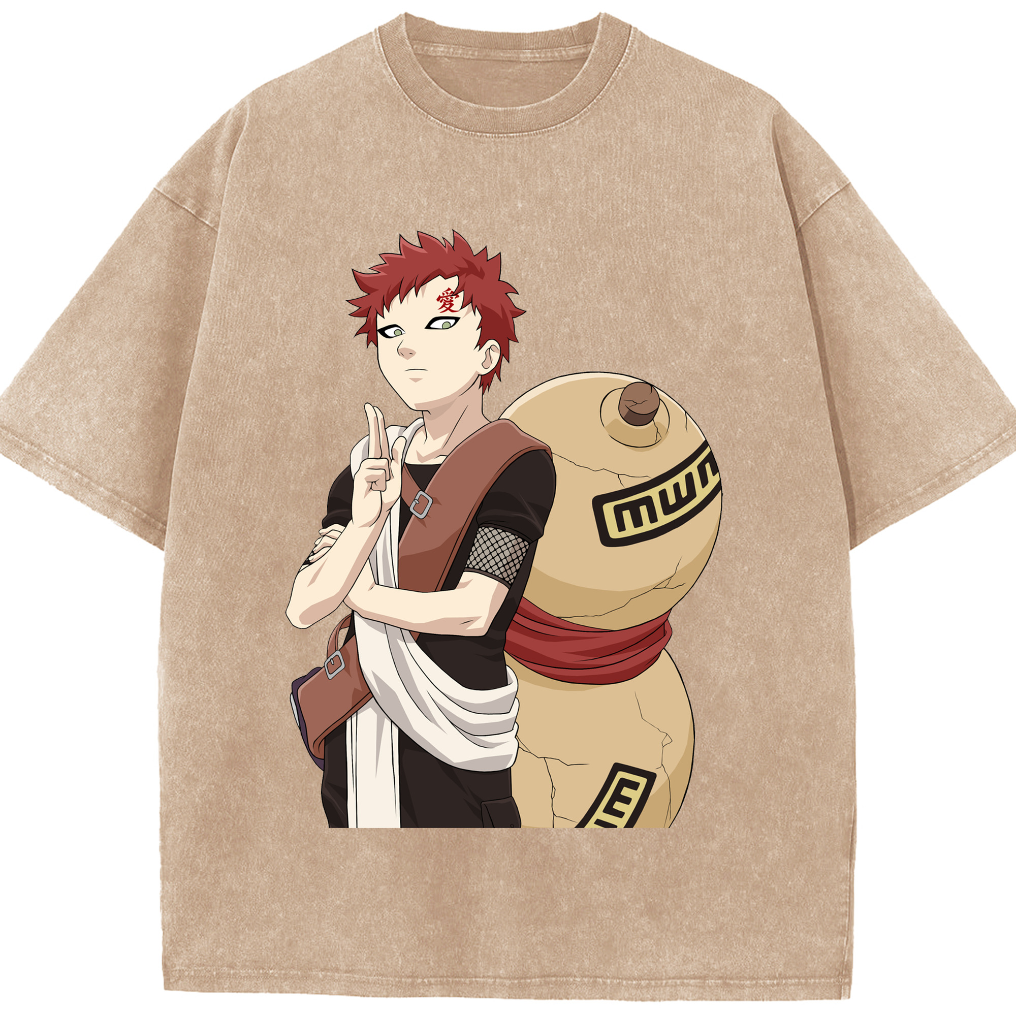 NARUTO -ナルト- ガアラ Gaara 綿100% ヴィンテージ風 半袖Tシャツ（フロントプリント）