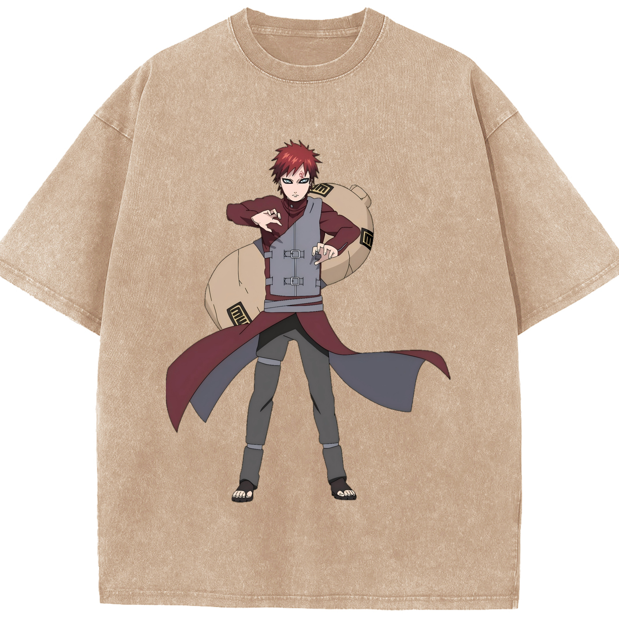 （画像用） NARUTO -ナルト- ガアラ Gaara 綿100% ヴィンテージ風 半袖Tシャツ（フロントプリント）