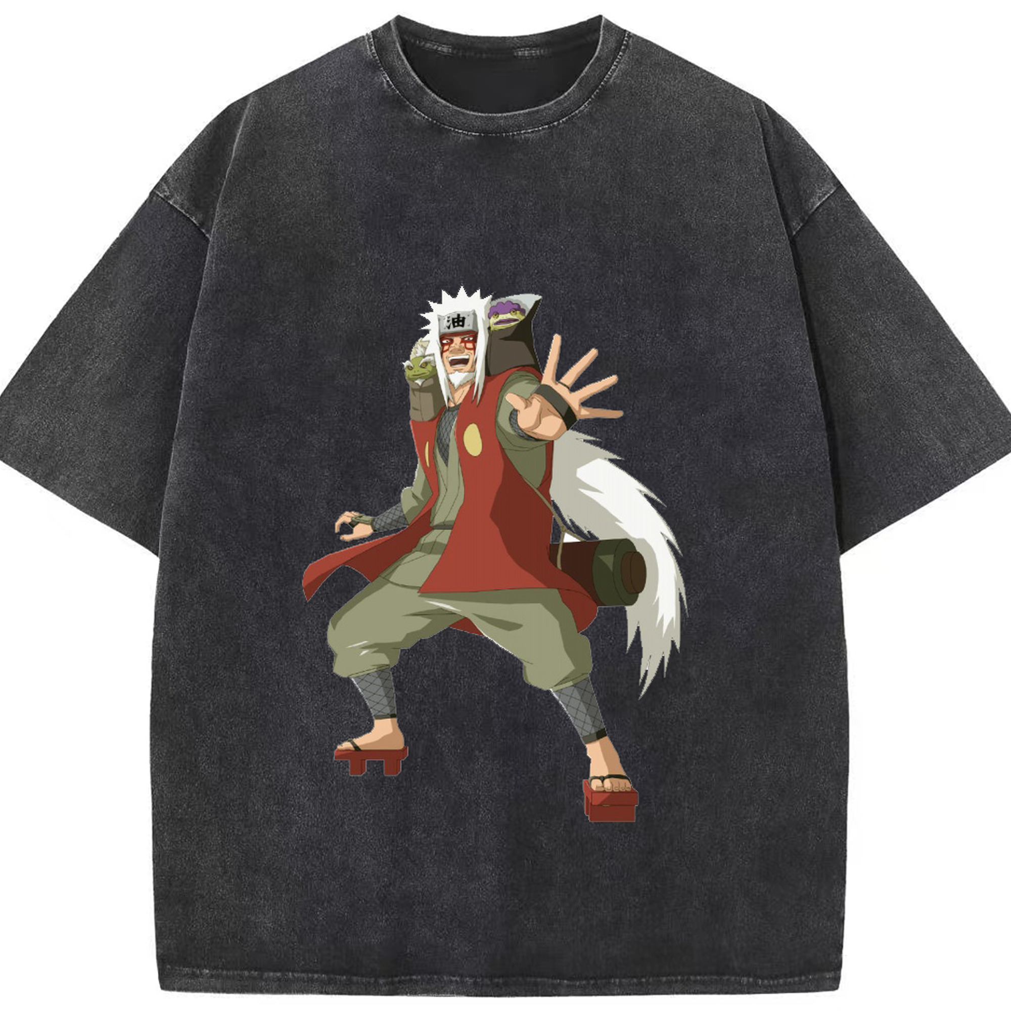 （画像用） NARUTO -ナルト- 自来也（じらいや） Jiraiya 綿100% ヴィンテージ風 半袖Tシャツ（フロントプリント）