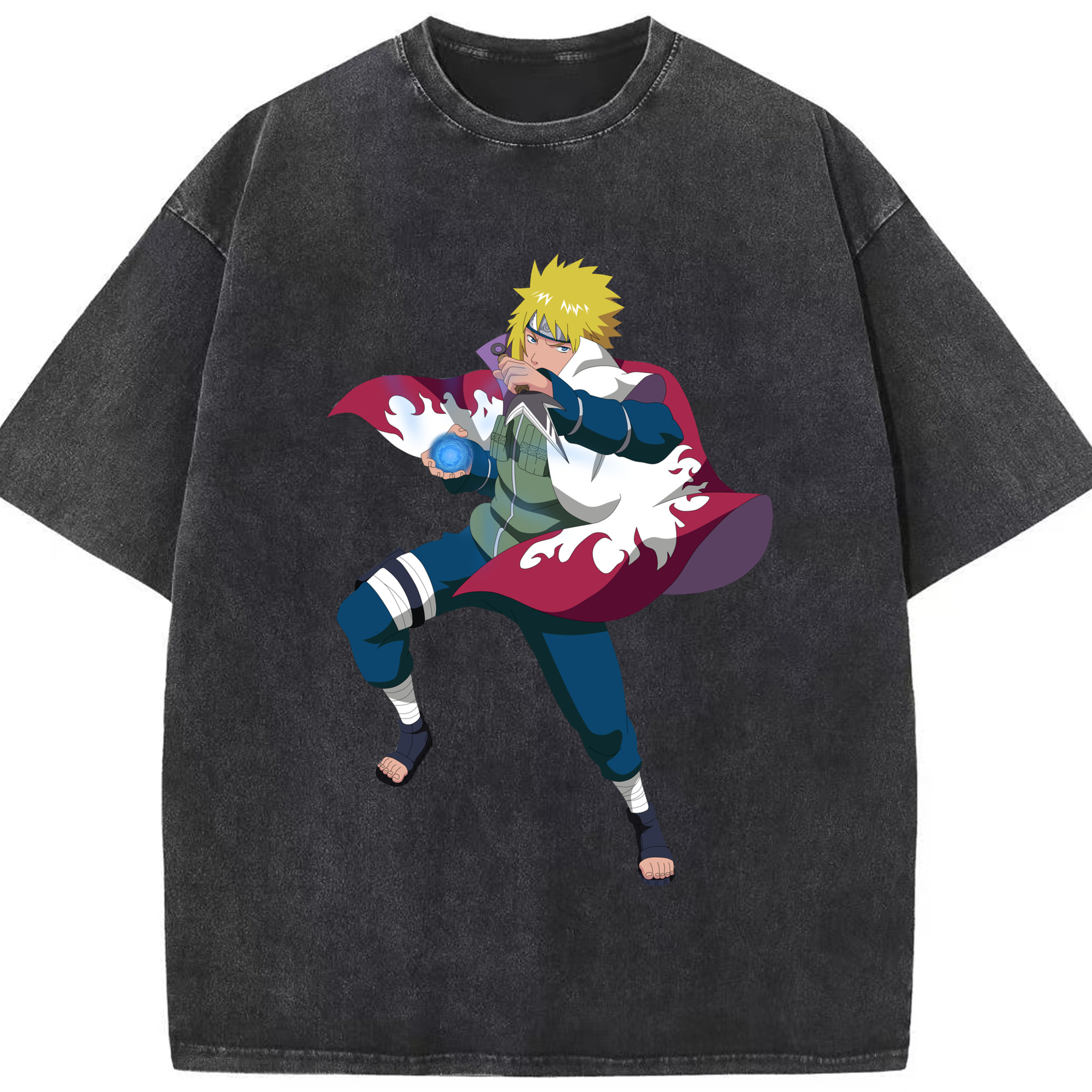 （画像用） NARUTO -ナルト- 波風 ミナト Namikaze Minato 綿100% ヴィンテージ風 半袖Tシャツ（フロントプリント）