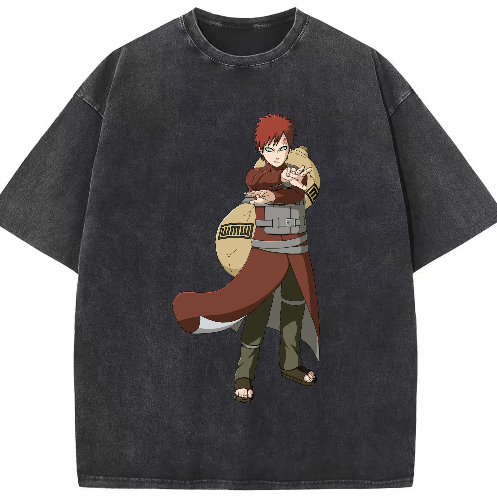 （画像用） NARUTO -ナルト- ガアラ Gaara 綿100% ヴィンテージ風 半袖Tシャツ（フロントプリント）