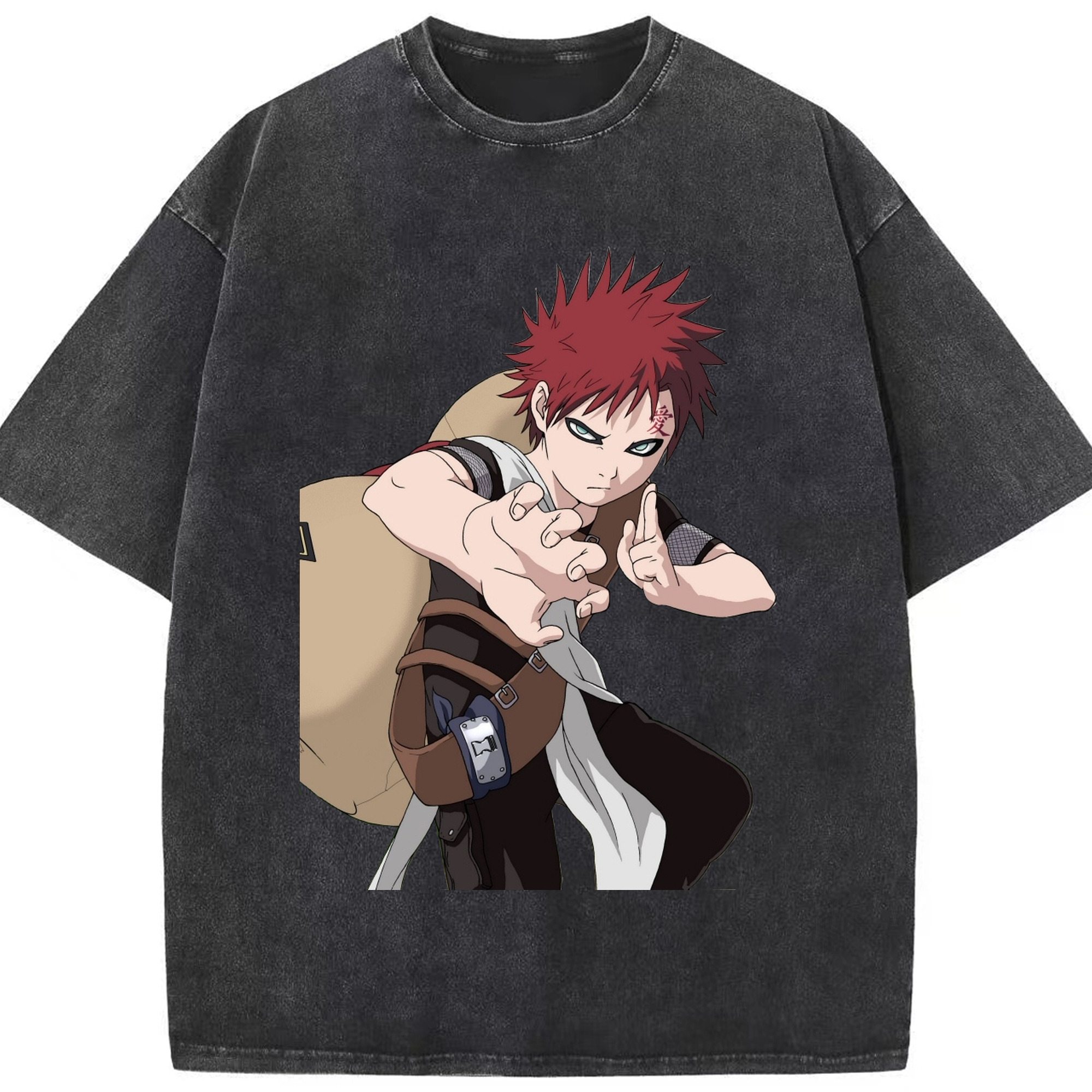 （画像用） NARUTO -ナルト- ガアラ Gaara 綿100% ヴィンテージ風 半袖Tシャツ（フロントプリント）
