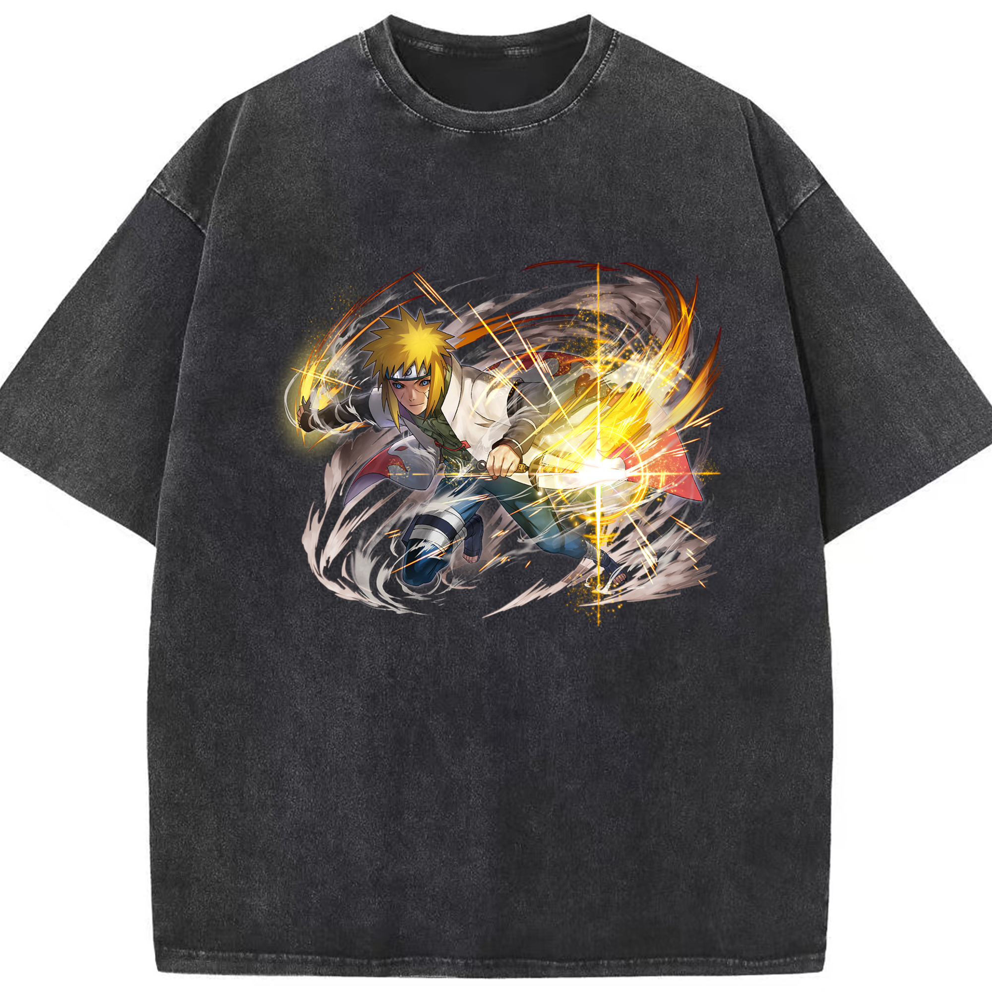 （画像用） NARUTO -ナルト- 波風 ミナト Namikaze Minato 綿100% ヴィンテージ風 半袖Tシャツ（フロントプリント）