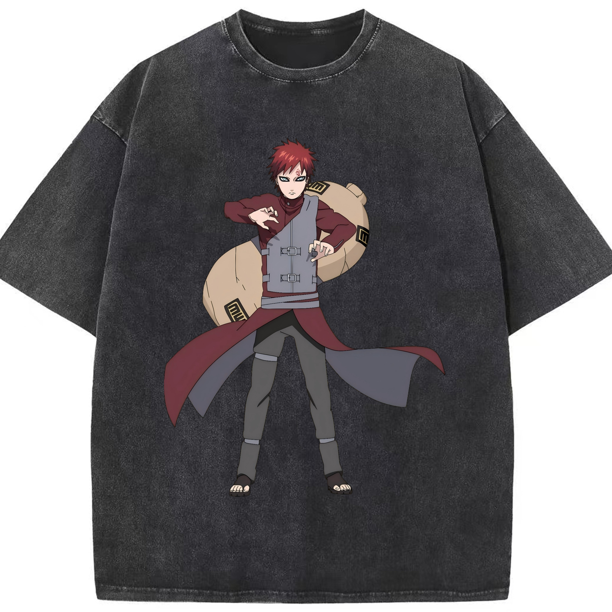 （画像用） NARUTO -ナルト- ガアラ Gaara 綿100% ヴィンテージ風 半袖Tシャツ（フロントプリント）