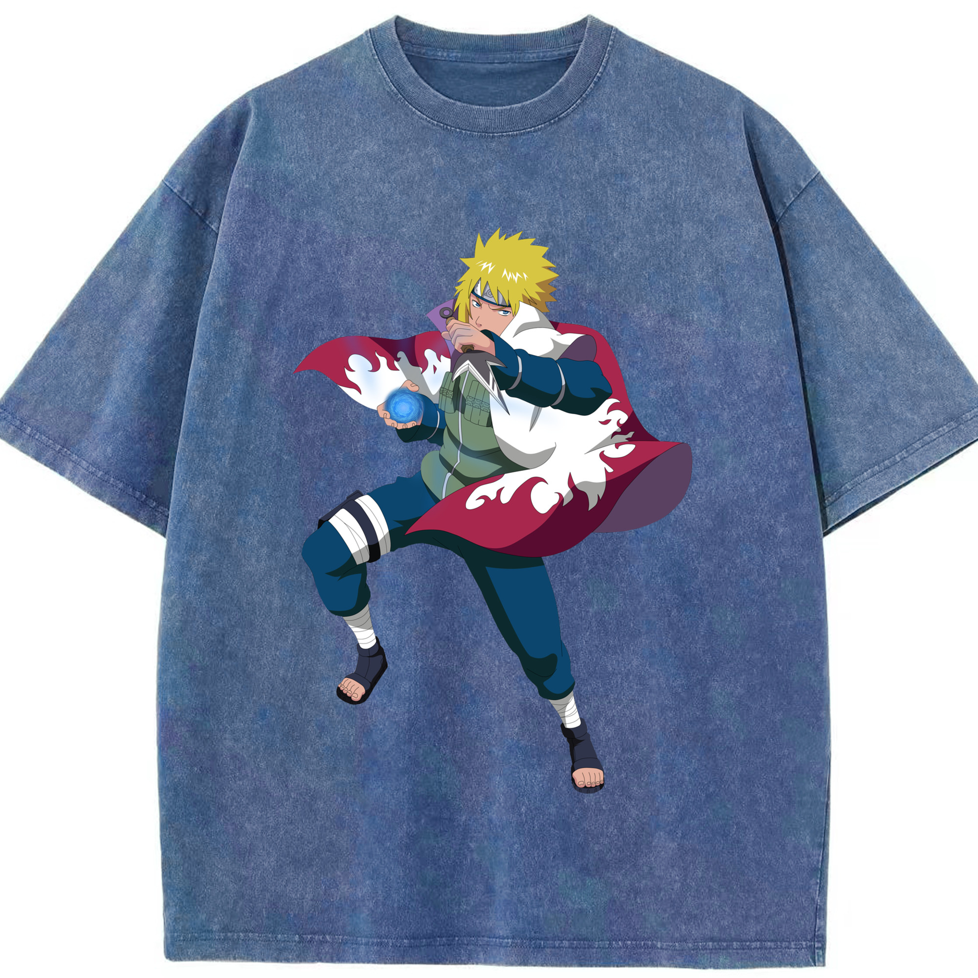 （画像用） NARUTO -ナルト- 波風 ミナト Namikaze Minato 綿100% ヴィンテージ風 半袖Tシャツ（フロントプリント）