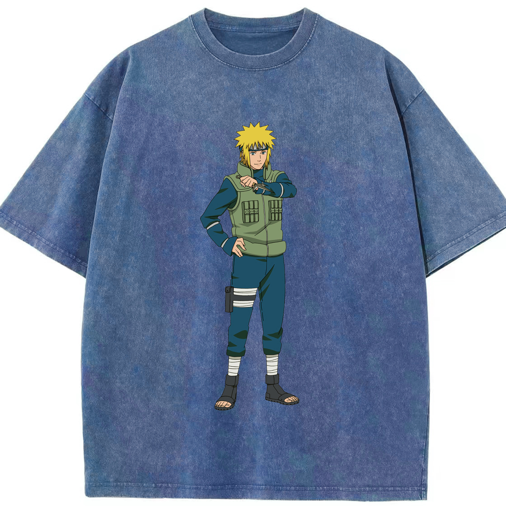 （画像用） NARUTO -ナルト- 波風 ミナト Namikaze Minato 綿100% ヴィンテージ風 半袖Tシャツ（フロントプリント）