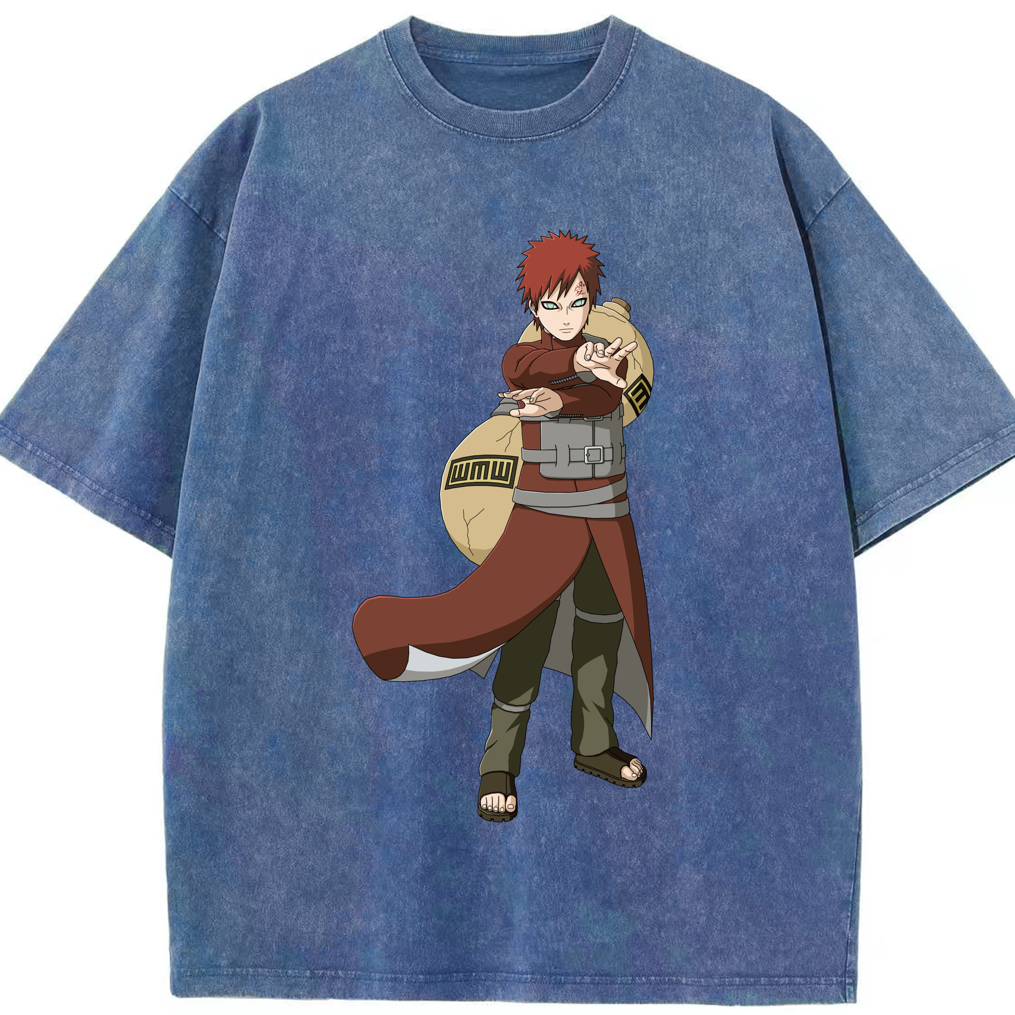 （画像用） NARUTO -ナルト- ガアラ Gaara 綿100% ヴィンテージ風 半袖Tシャツ（フロントプリント）