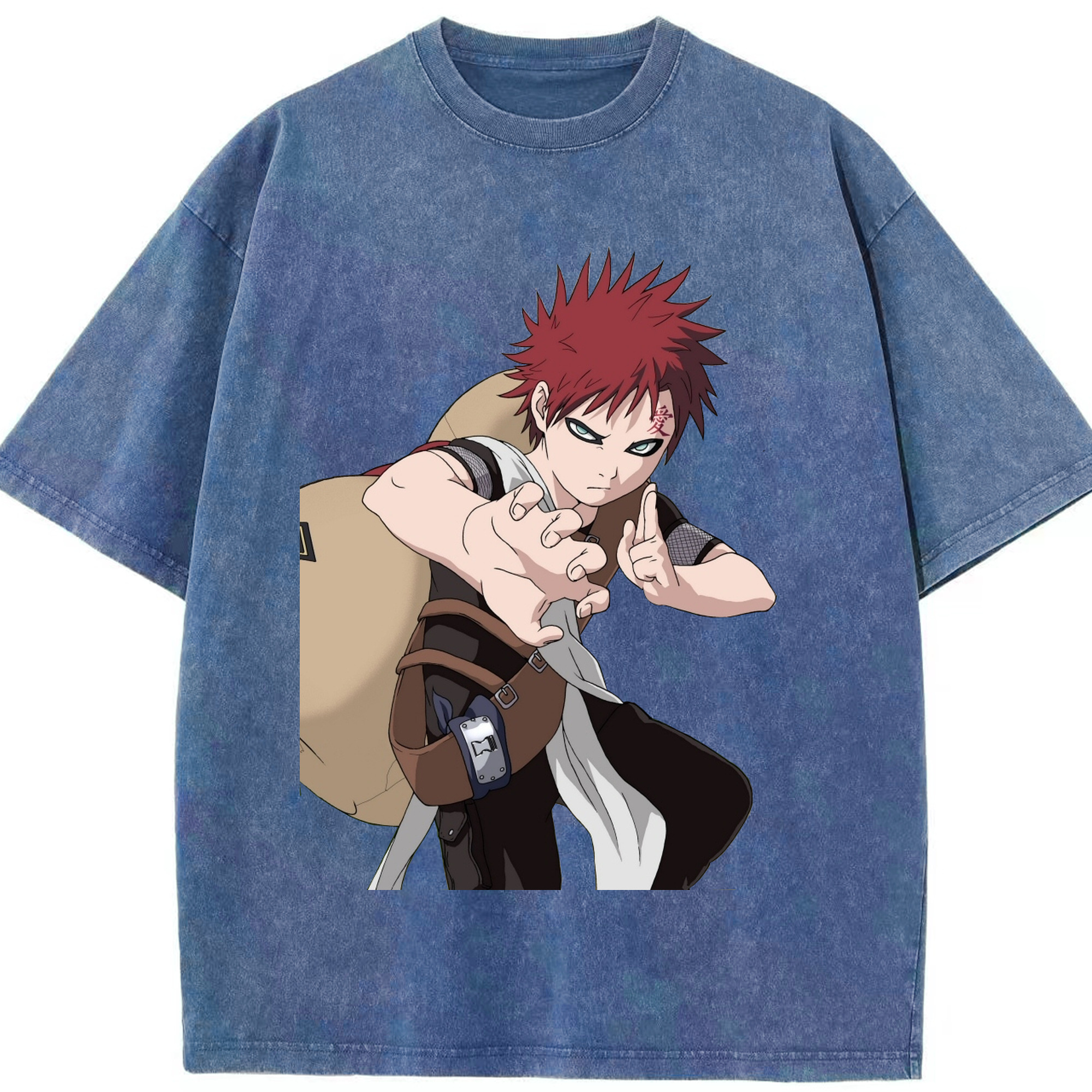 （画像用） NARUTO -ナルト- ガアラ Gaara 綿100% ヴィンテージ風 半袖Tシャツ（フロントプリント）