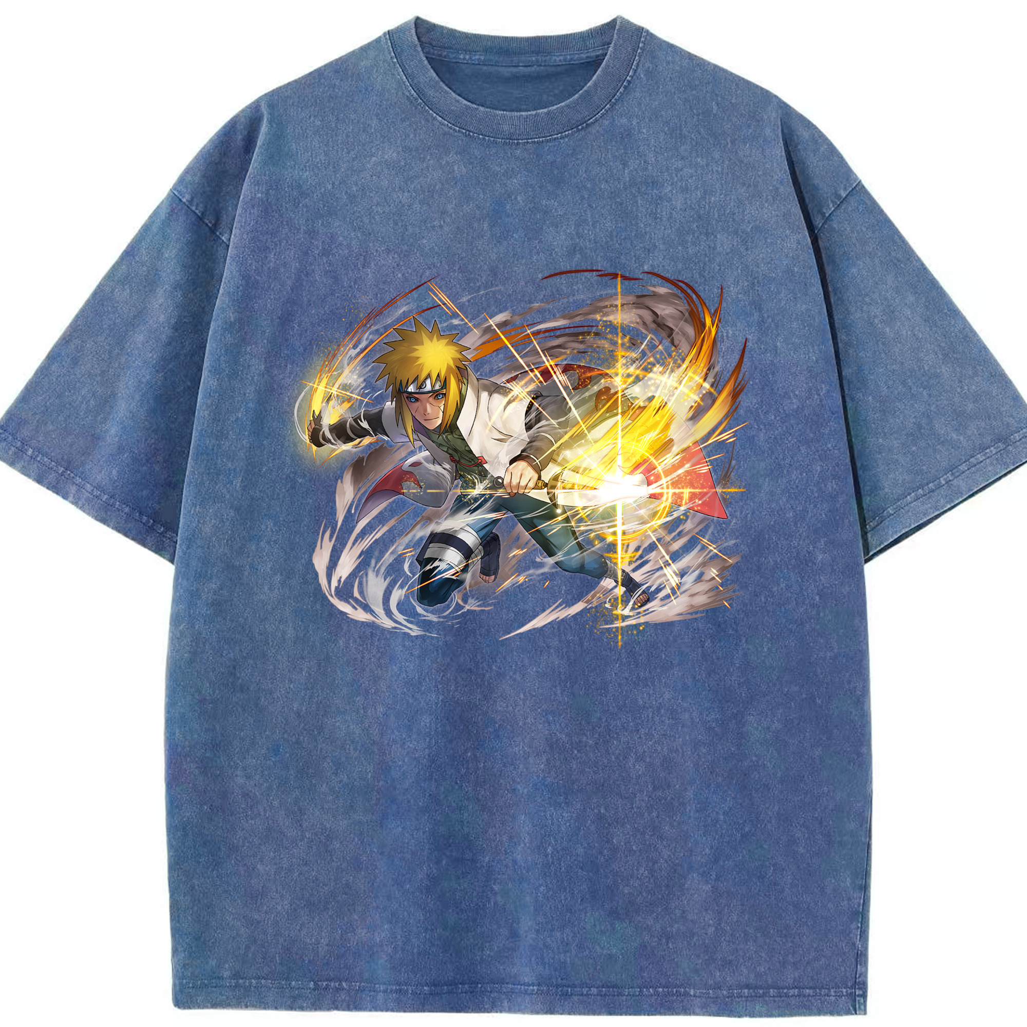 （画像用） NARUTO -ナルト- 波風 ミナト Namikaze Minato 綿100% ヴィンテージ風 半袖Tシャツ（フロントプリント）