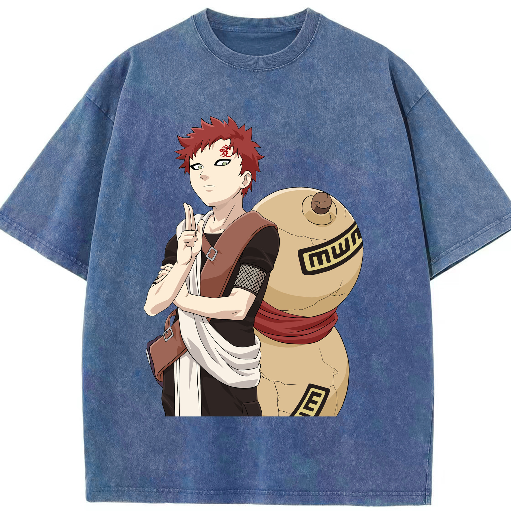 NARUTO -ナルト- ガアラ Gaara 綿100% ヴィンテージ風 半袖Tシャツ（フロントプリント）