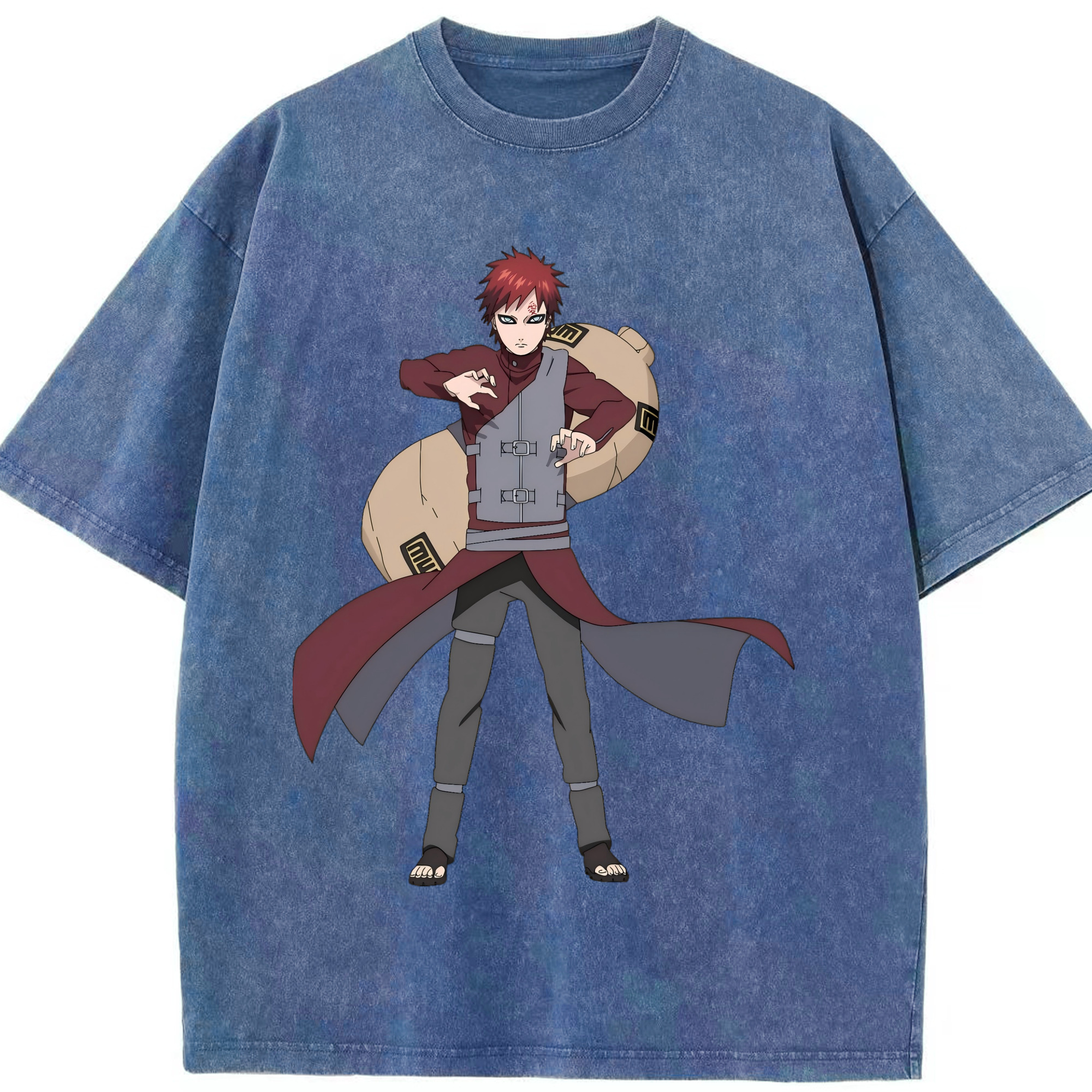 （画像用） NARUTO -ナルト- ガアラ Gaara 綿100% ヴィンテージ風 半袖Tシャツ（フロントプリント）
