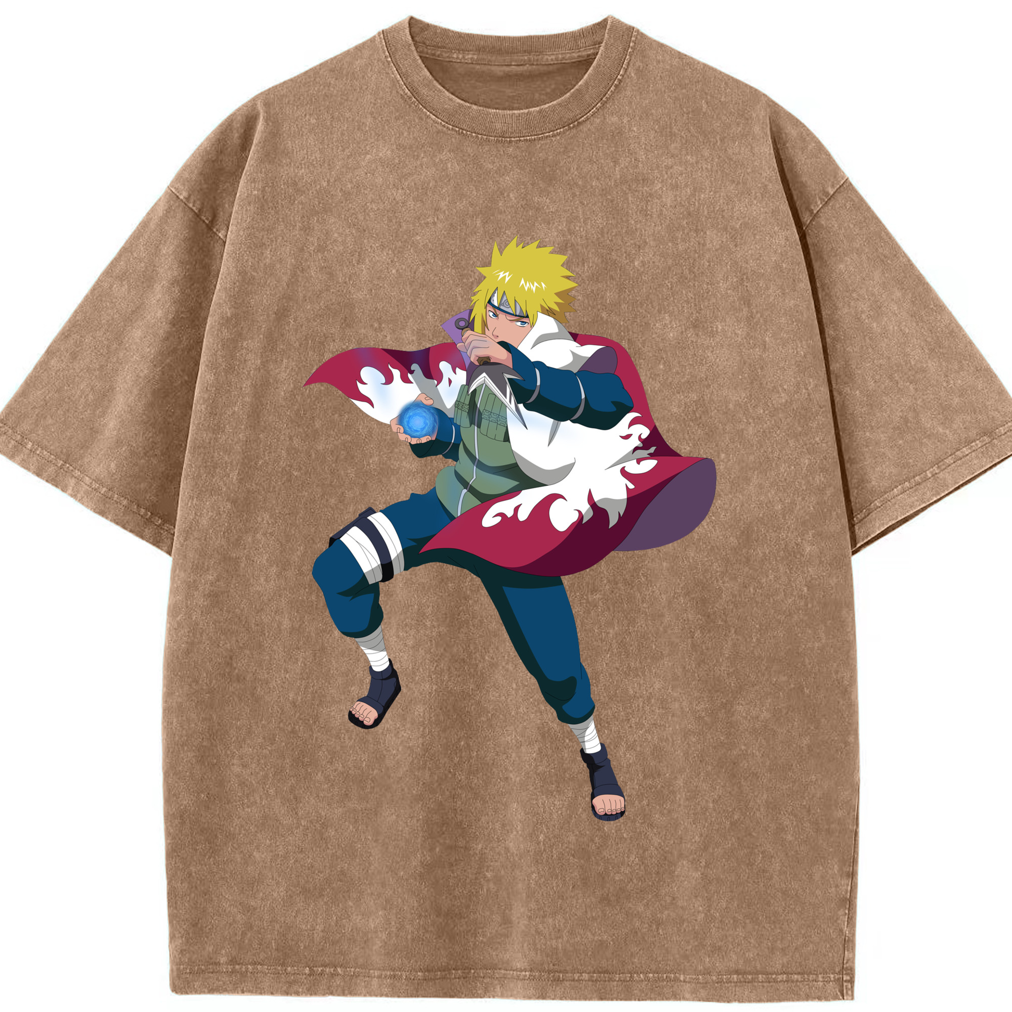 （画像用） NARUTO -ナルト- 波風 ミナト Namikaze Minato 綿100% ヴィンテージ風 半袖Tシャツ（フロントプリント）