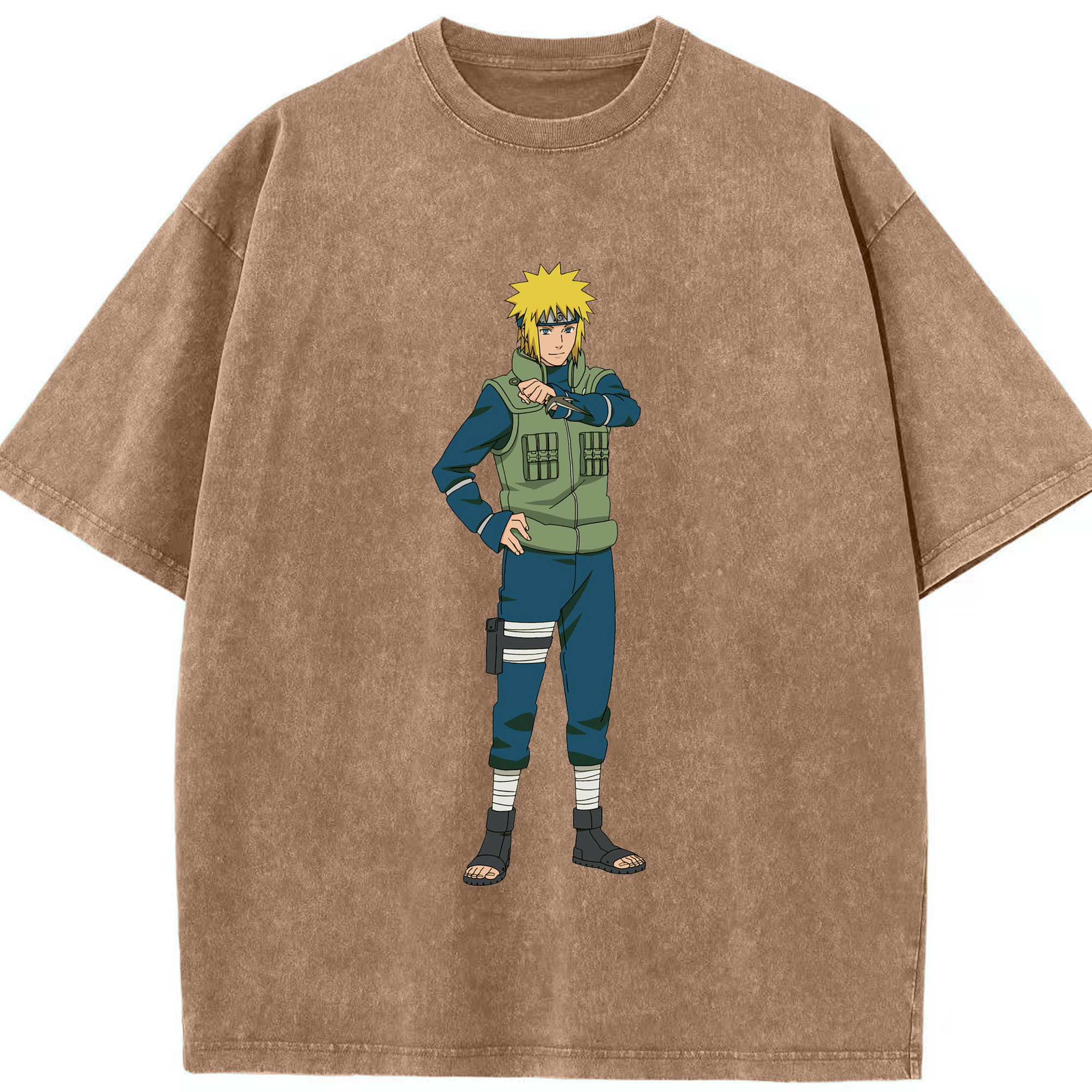 （画像用） NARUTO -ナルト- 波風 ミナト Namikaze Minato 綿100% ヴィンテージ風 半袖Tシャツ（フロントプリント）