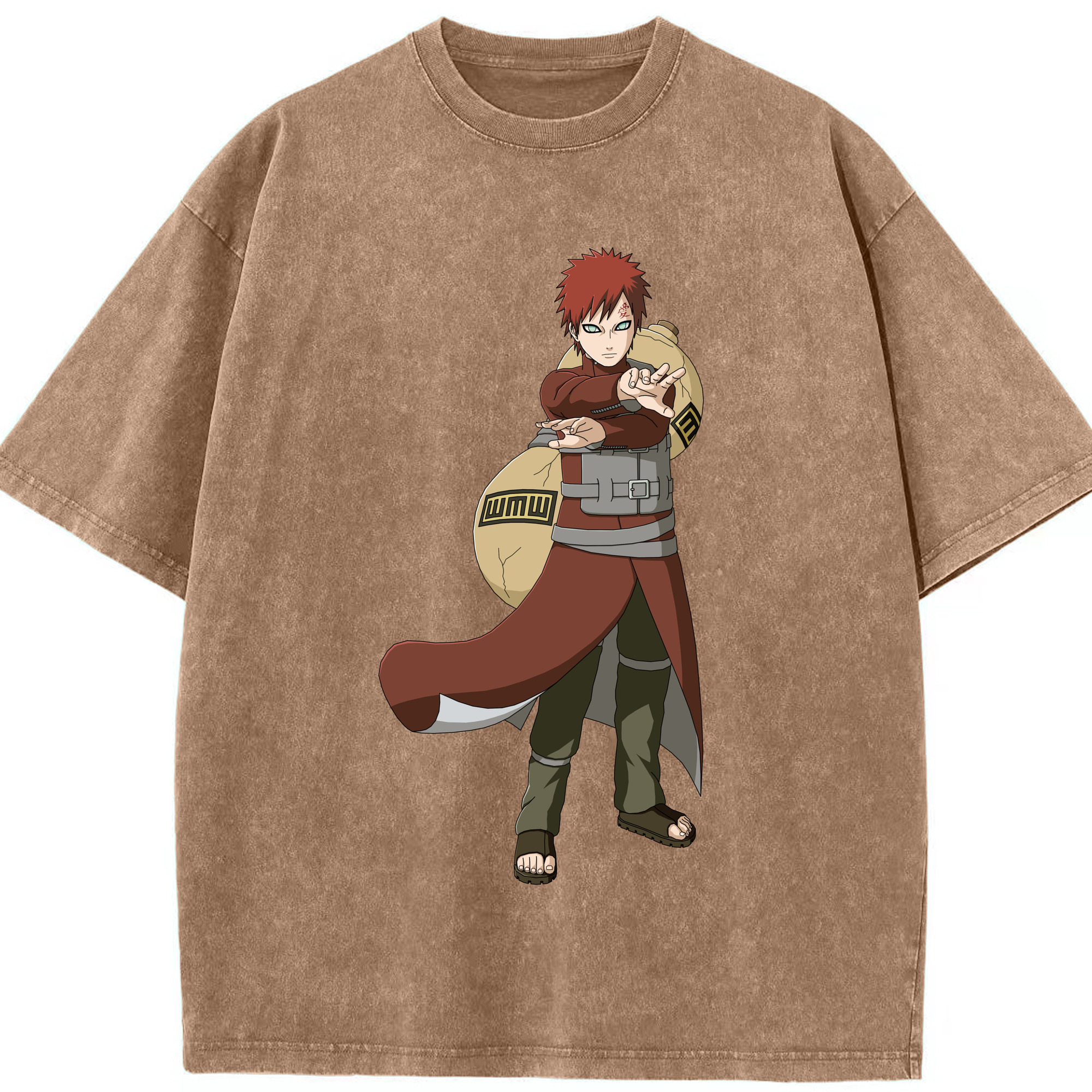 （画像用） NARUTO -ナルト- ガアラ Gaara 綿100% ヴィンテージ風 半袖Tシャツ（フロントプリント）