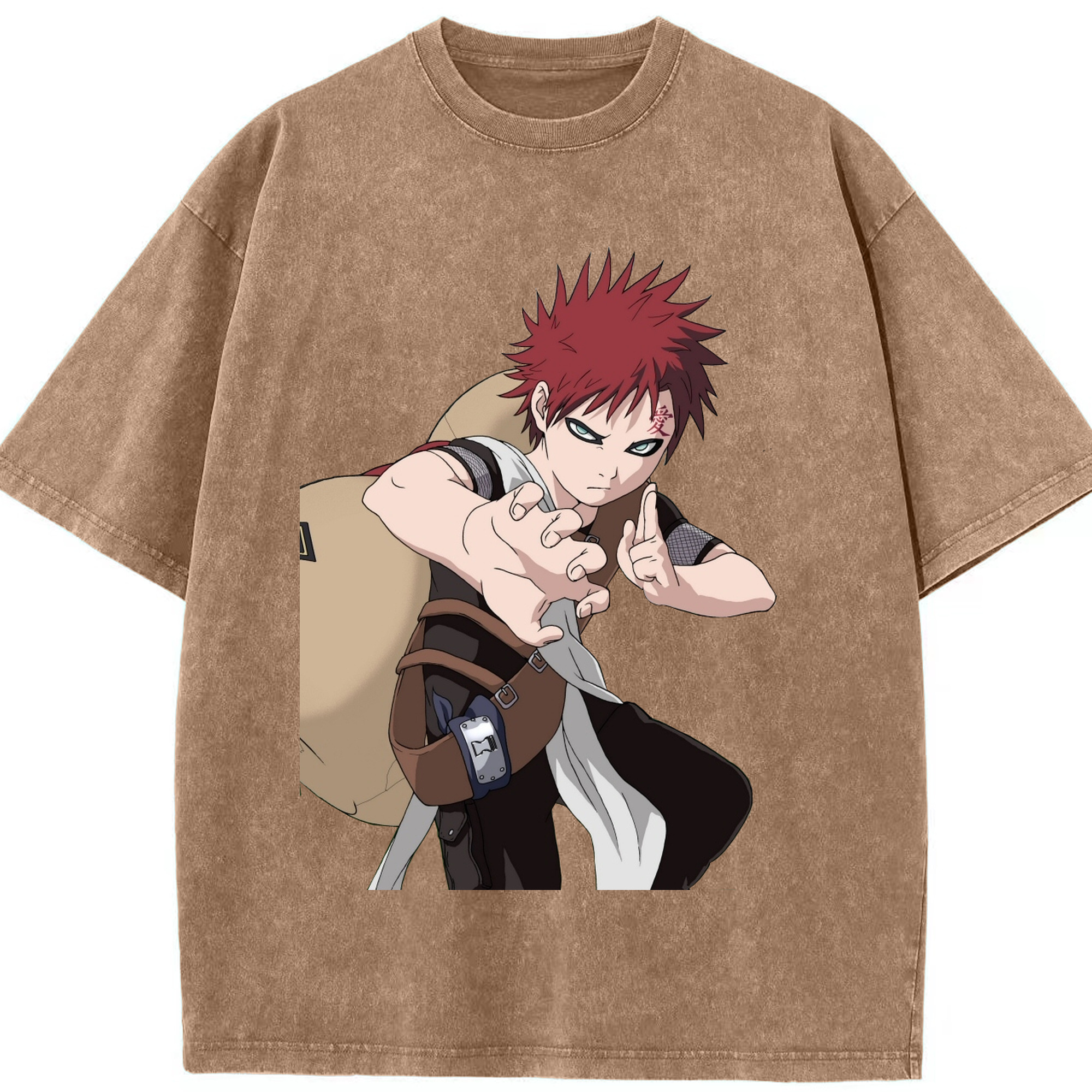 （画像用） NARUTO -ナルト- ガアラ Gaara 綿100% ヴィンテージ風 半袖Tシャツ（フロントプリント）