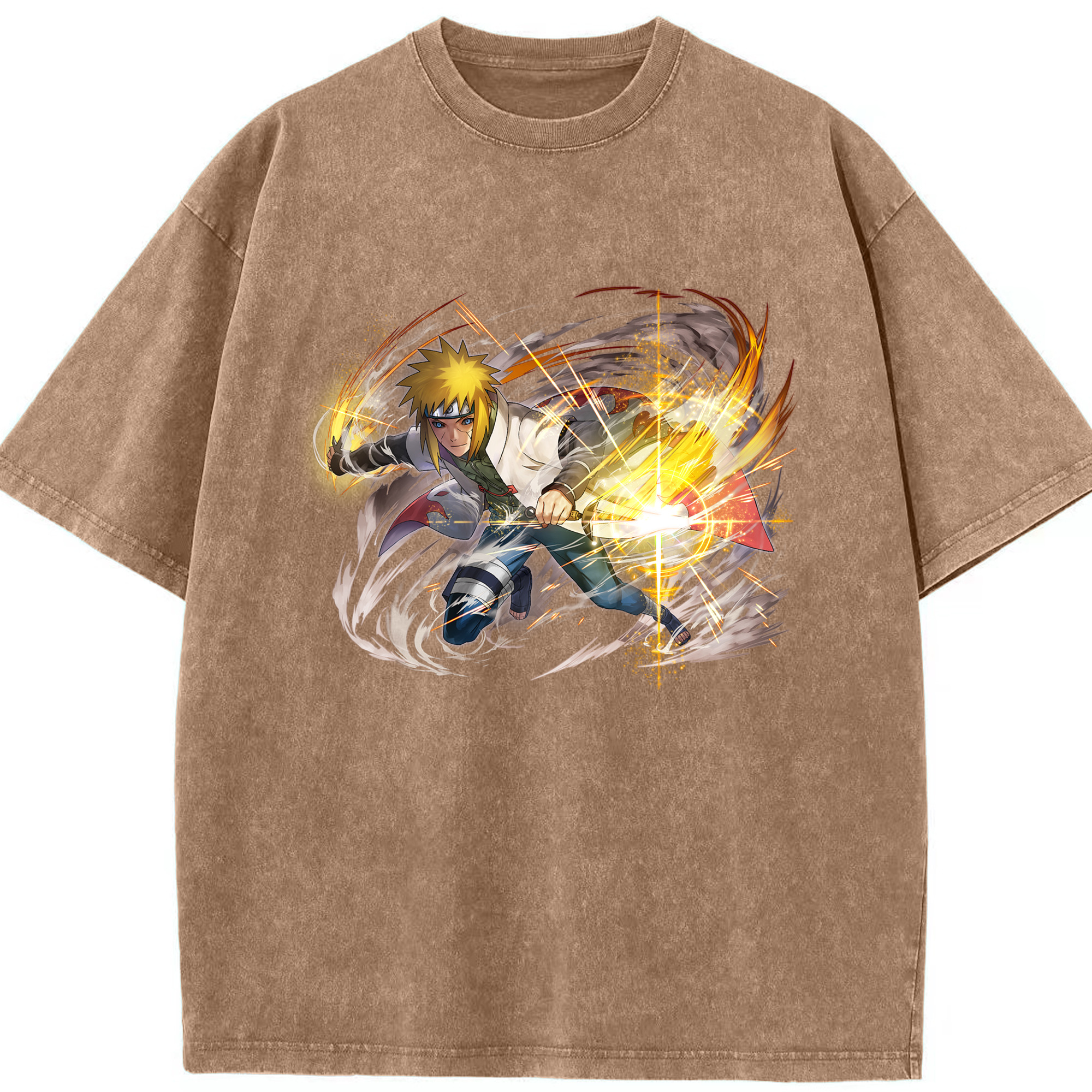 （画像用） NARUTO -ナルト- 波風 ミナト Namikaze Minato 綿100% ヴィンテージ風 半袖Tシャツ（フロントプリント）