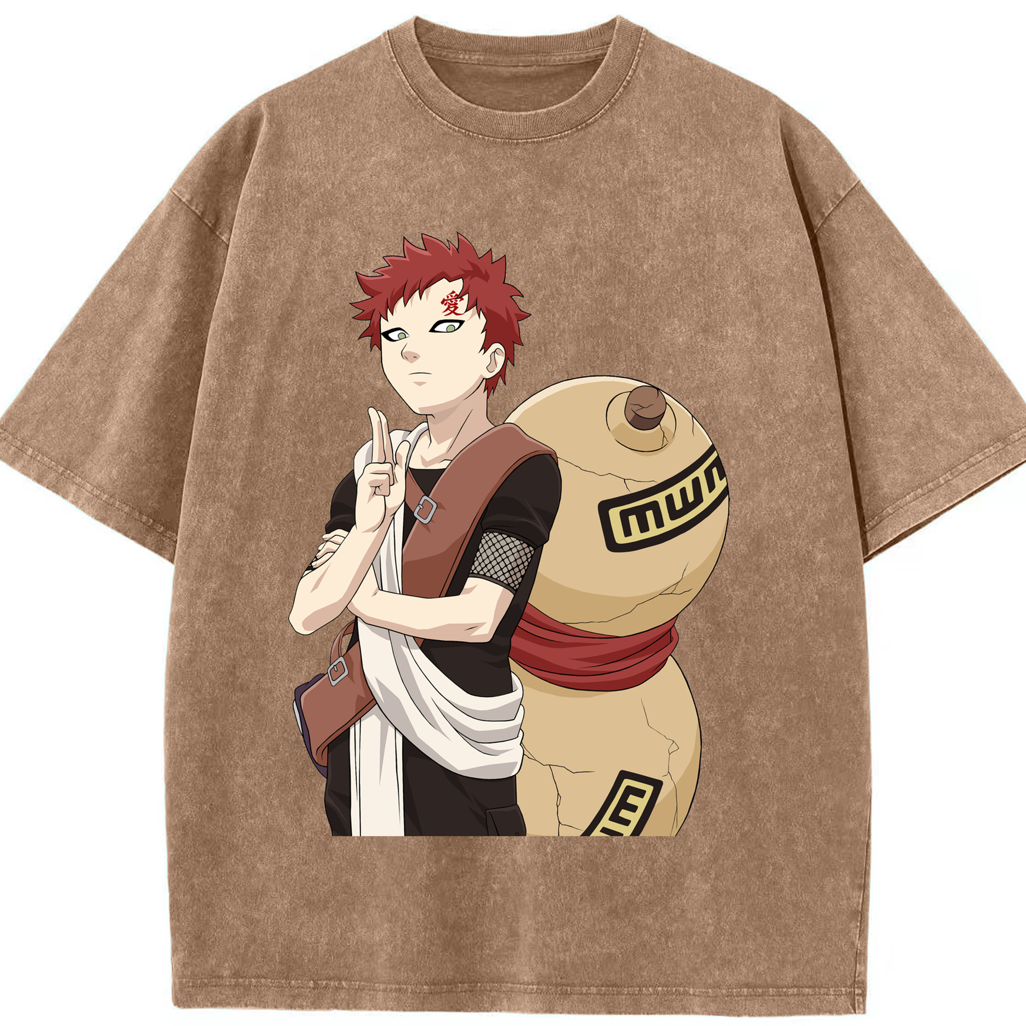NARUTO -ナルト- ガアラ Gaara 綿100% ヴィンテージ風 半袖Tシャツ（フロントプリント）