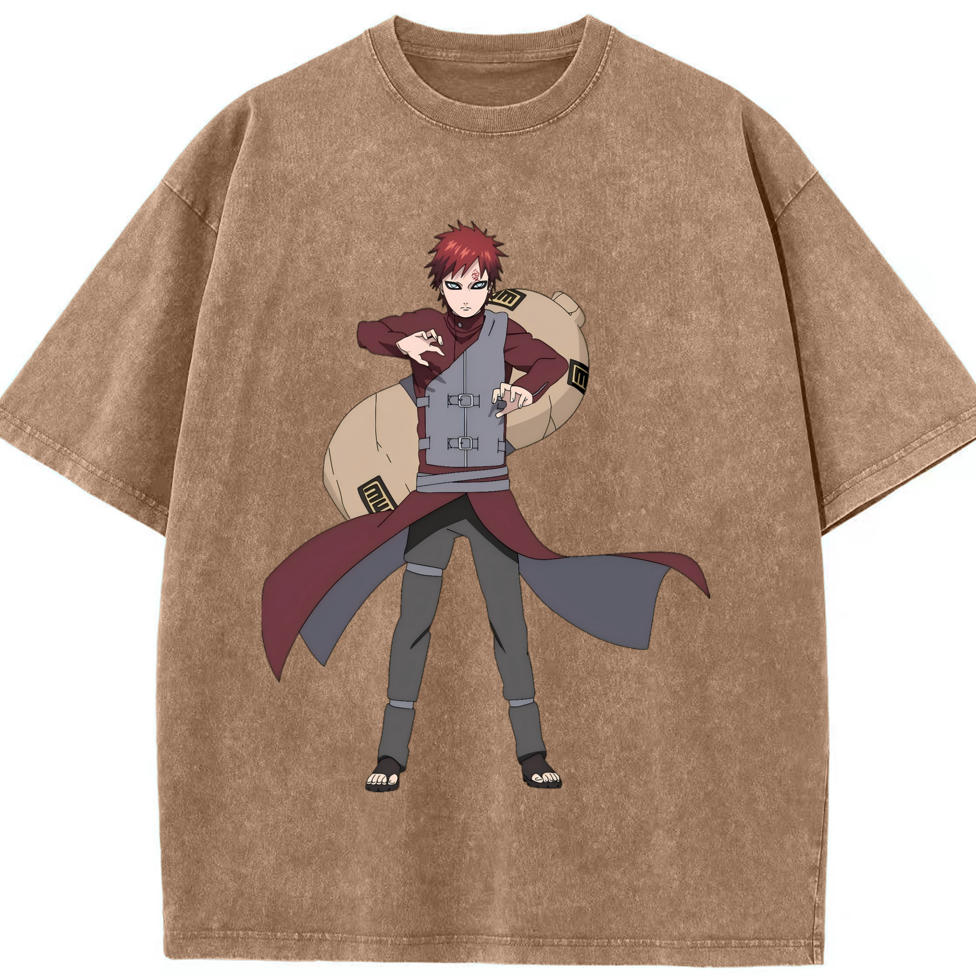 （画像用） NARUTO -ナルト- ガアラ Gaara 綿100% ヴィンテージ風 半袖Tシャツ（フロントプリント）