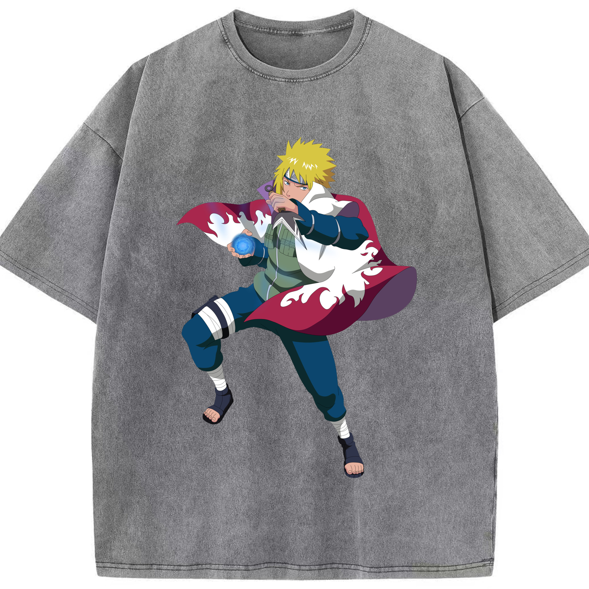 （画像用） NARUTO -ナルト- 波風 ミナト Namikaze Minato 綿100% ヴィンテージ風 半袖Tシャツ（フロントプリント）