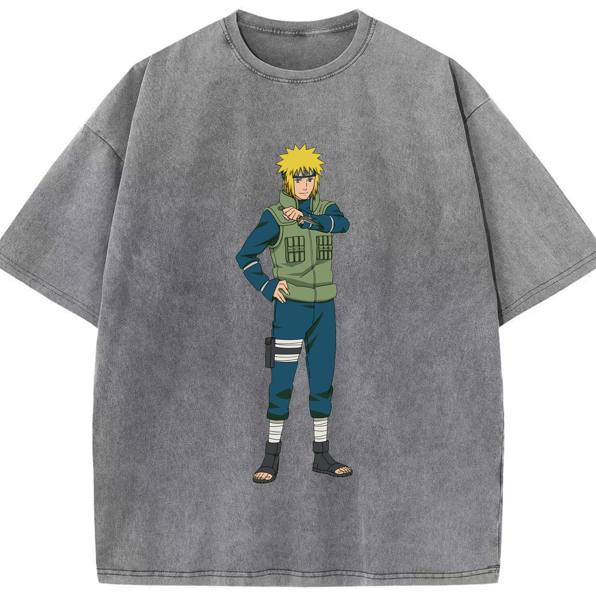 （画像用） NARUTO -ナルト- 波風 ミナト Namikaze Minato 綿100% ヴィンテージ風 半袖Tシャツ（フロントプリント）