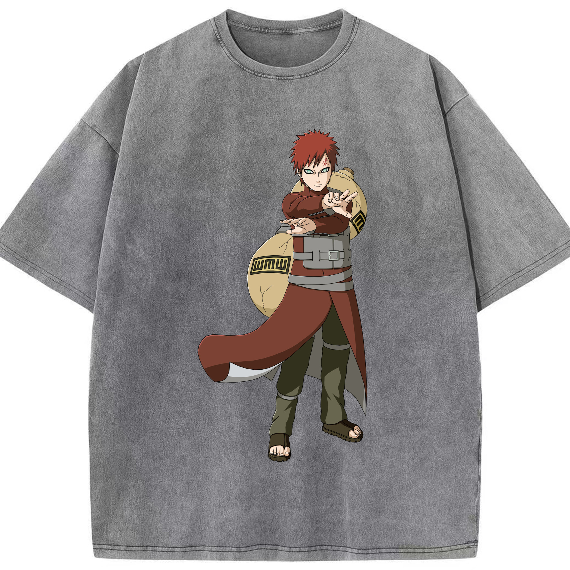 （画像用） NARUTO -ナルト- ガアラ Gaara 綿100% ヴィンテージ風 半袖Tシャツ（フロントプリント）