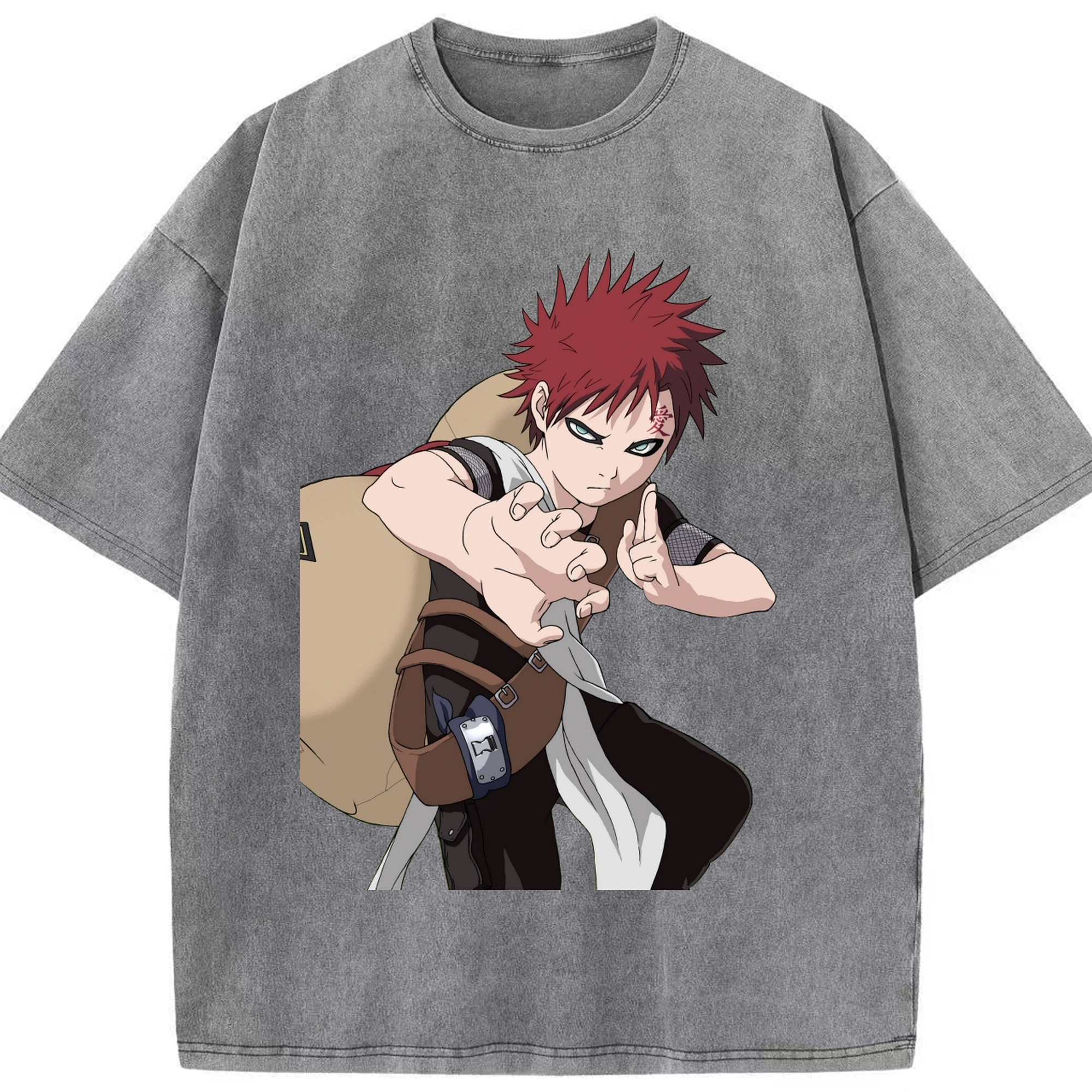 （画像用） NARUTO -ナルト- ガアラ Gaara 綿100% ヴィンテージ風 半袖Tシャツ（フロントプリント）