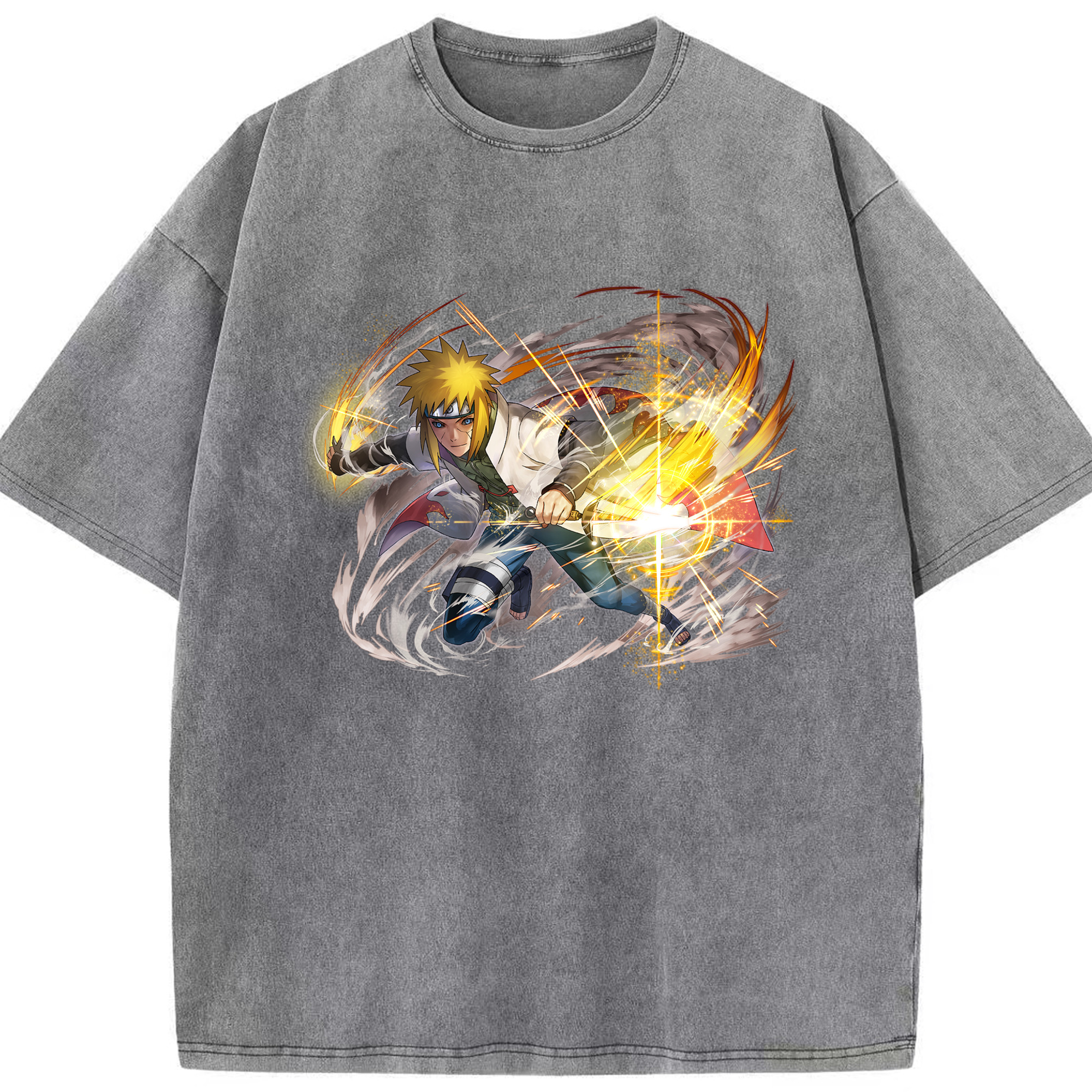 （画像用） NARUTO -ナルト- 波風 ミナト Namikaze Minato 綿100% ヴィンテージ風 半袖Tシャツ（フロントプリント）