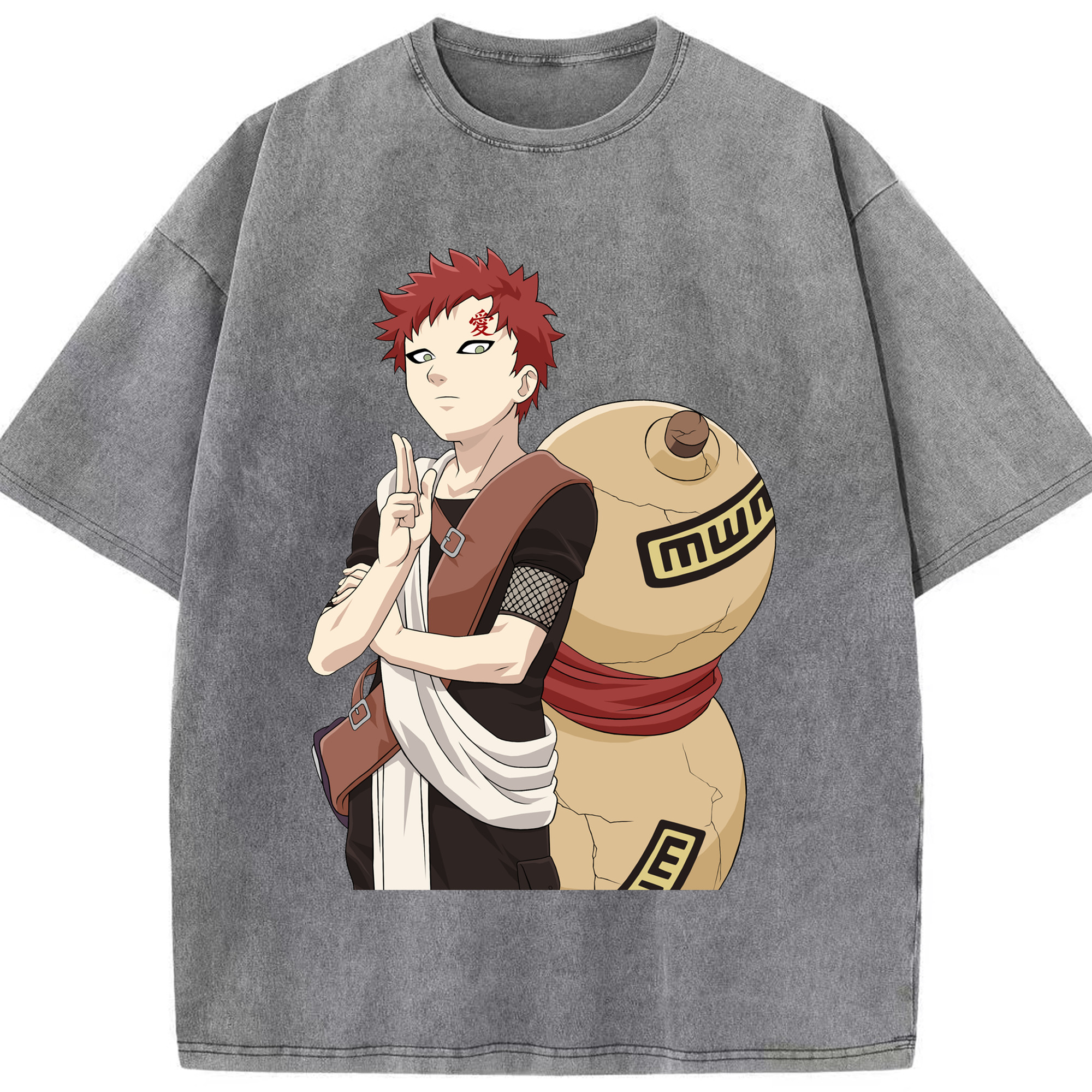 NARUTO -ナルト- ガアラ Gaara 綿100% ヴィンテージ風 半袖Tシャツ（フロントプリント）