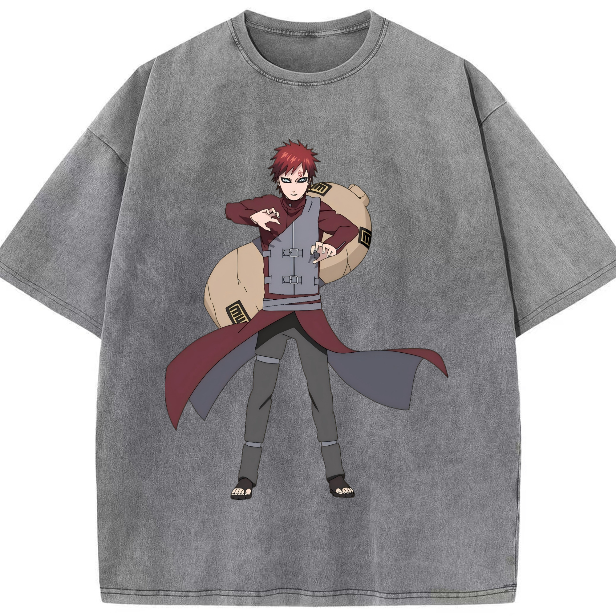 （画像用） NARUTO -ナルト- ガアラ Gaara 綿100% ヴィンテージ風 半袖Tシャツ（フロントプリント）
