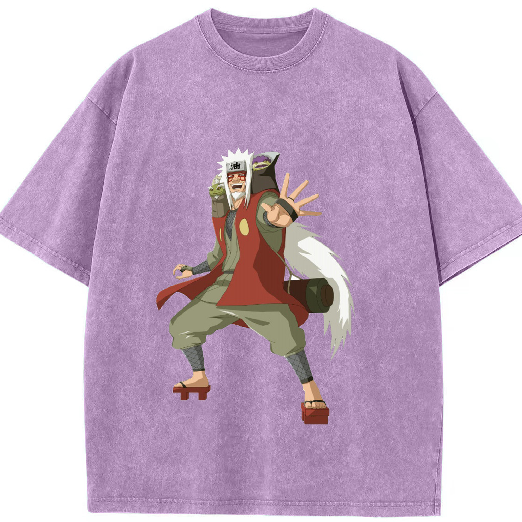 （画像用） NARUTO -ナルト- 自来也（じらいや） Jiraiya 綿100% ヴィンテージ風 半袖Tシャツ（フロントプリント）