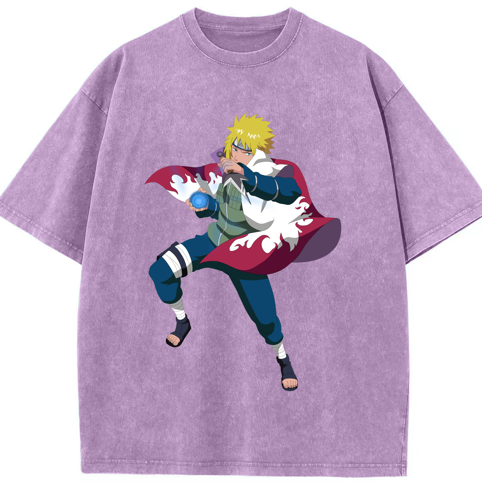（画像用） NARUTO -ナルト- 波風 ミナト Namikaze Minato 綿100% ヴィンテージ風 半袖Tシャツ（フロントプリント）