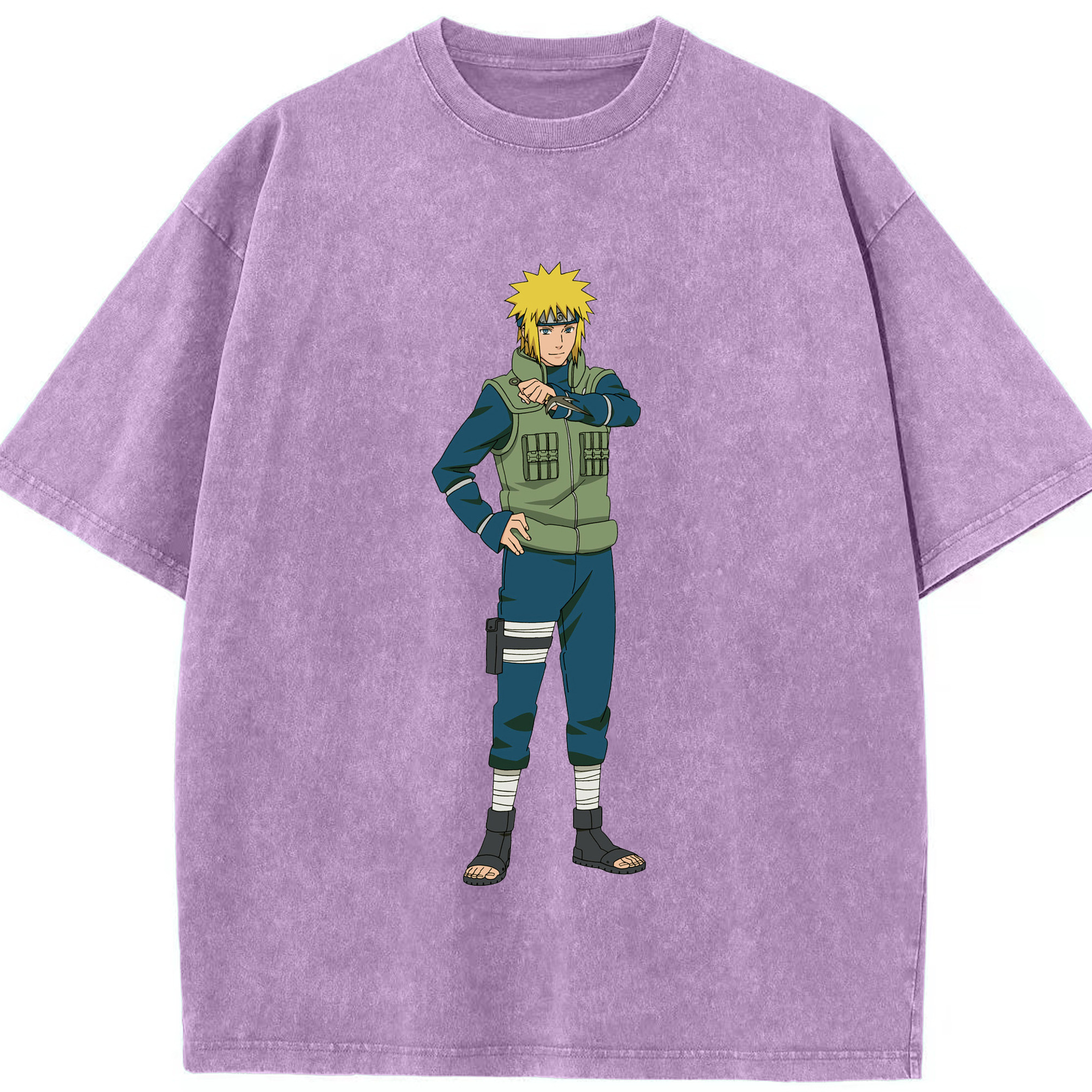 （画像用） NARUTO -ナルト- 波風 ミナト Namikaze Minato 綿100% ヴィンテージ風 半袖Tシャツ（フロントプリント）