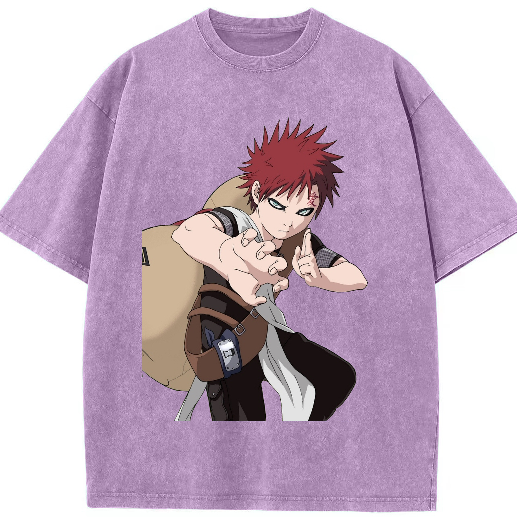 （画像用） NARUTO -ナルト- ガアラ Gaara 綿100% ヴィンテージ風 半袖Tシャツ（フロントプリント）