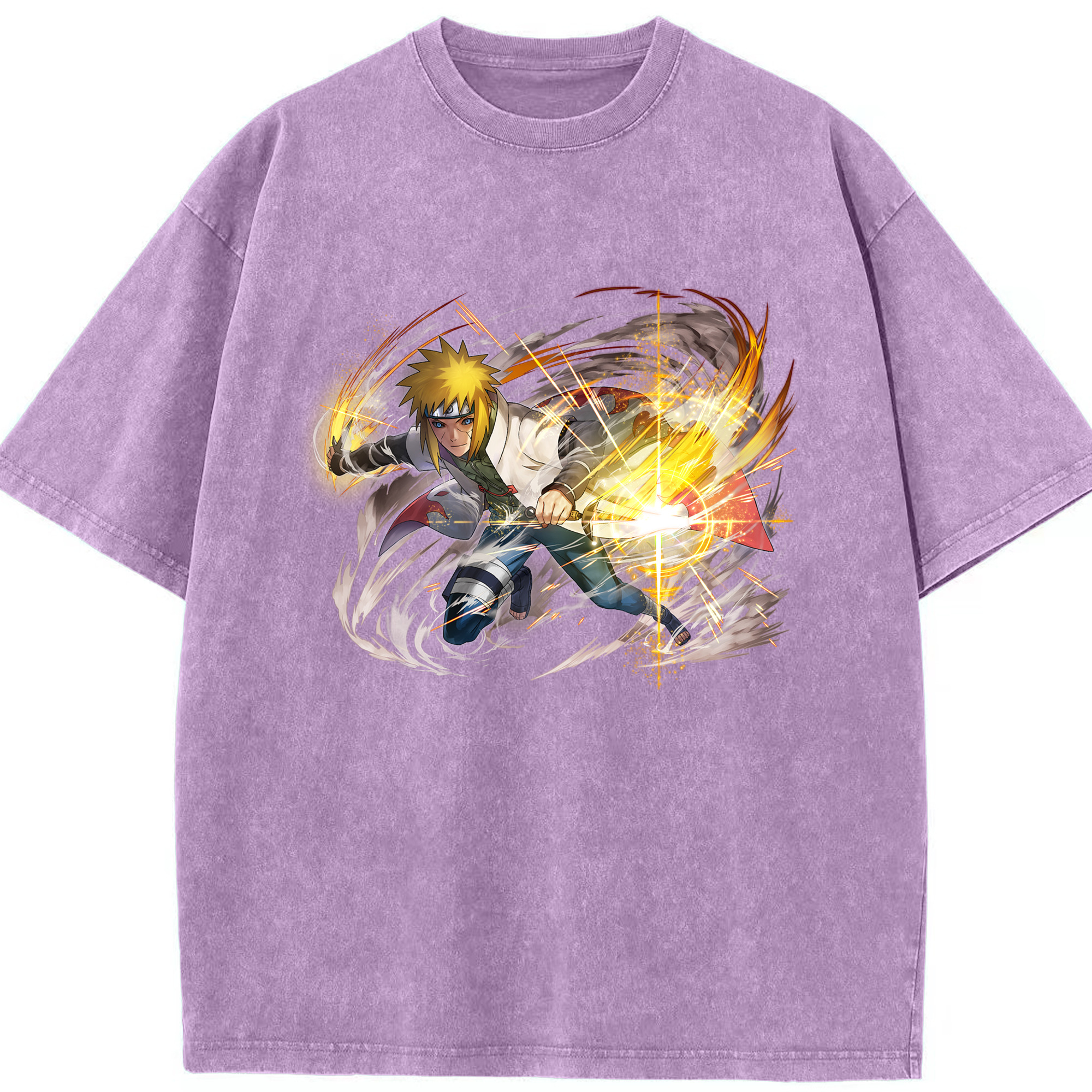 （画像用） NARUTO -ナルト- 波風 ミナト Namikaze Minato 綿100% ヴィンテージ風 半袖Tシャツ（フロントプリント）