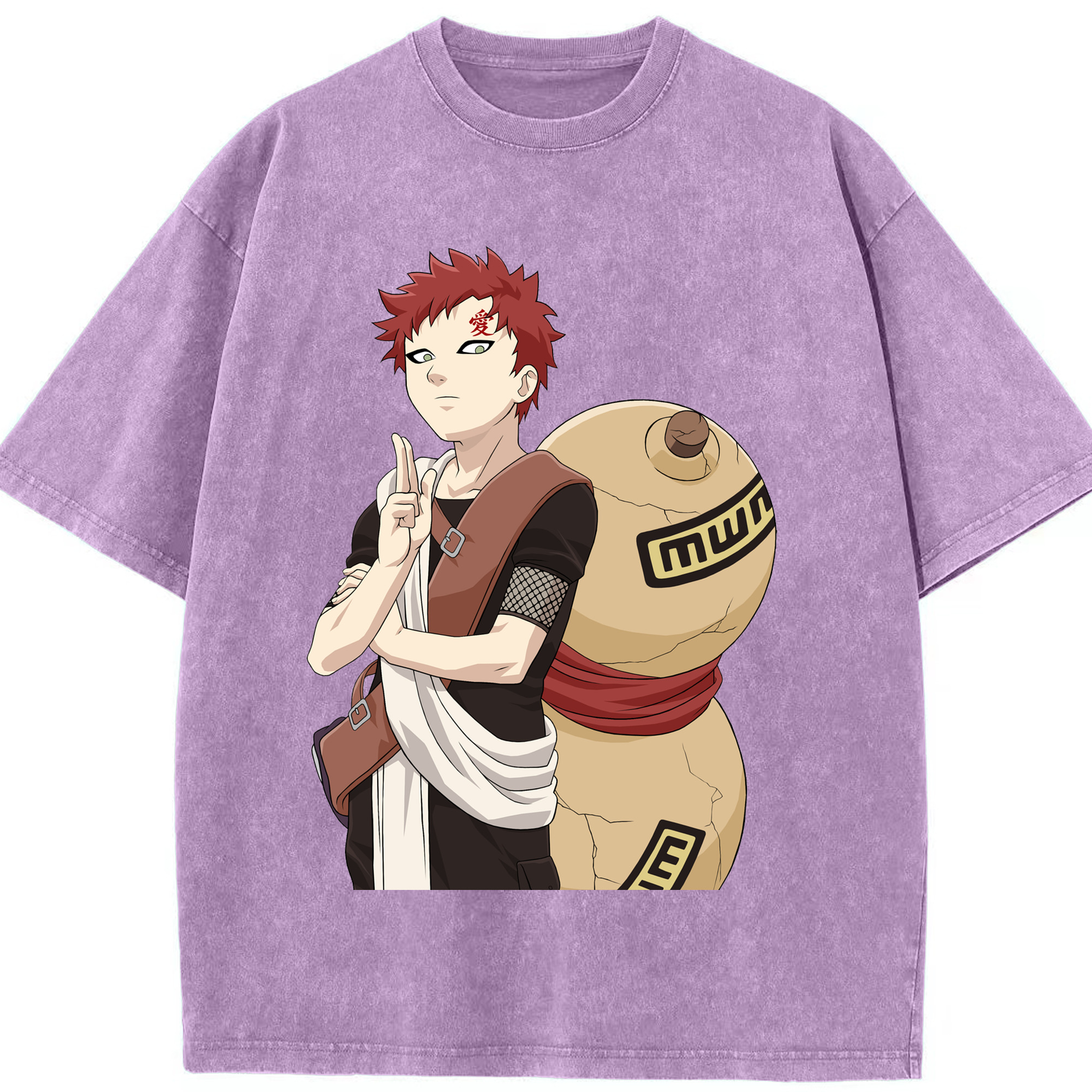 NARUTO -ナルト- ガアラ Gaara 綿100% ヴィンテージ風 半袖Tシャツ（フロントプリント）