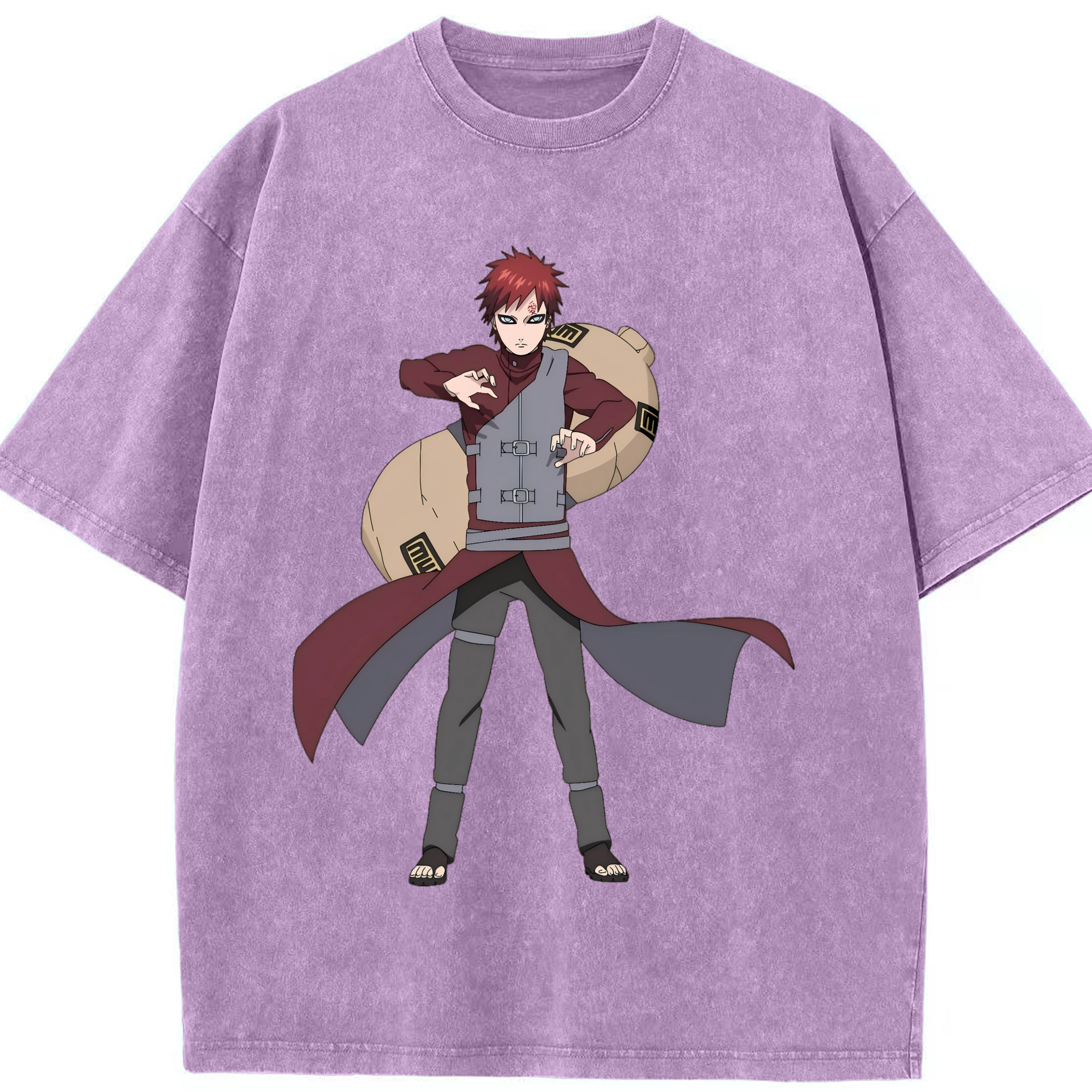（画像用） NARUTO -ナルト- ガアラ Gaara 綿100% ヴィンテージ風 半袖Tシャツ（フロントプリント）