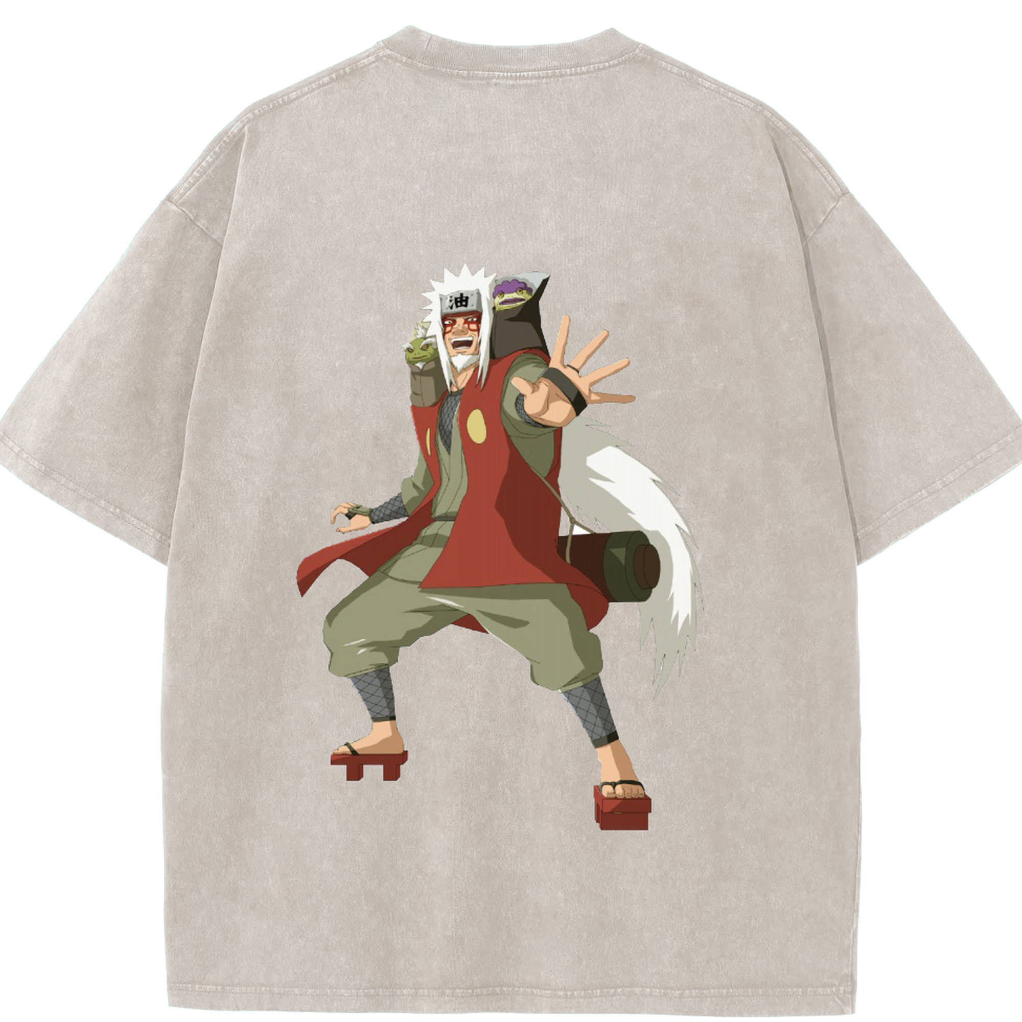 （画像用） NARUTO -ナルト- 自来也（じらいや） Jiraiya 綿100% ヴィンテージ風 半袖Tシャツ（背面プリント）