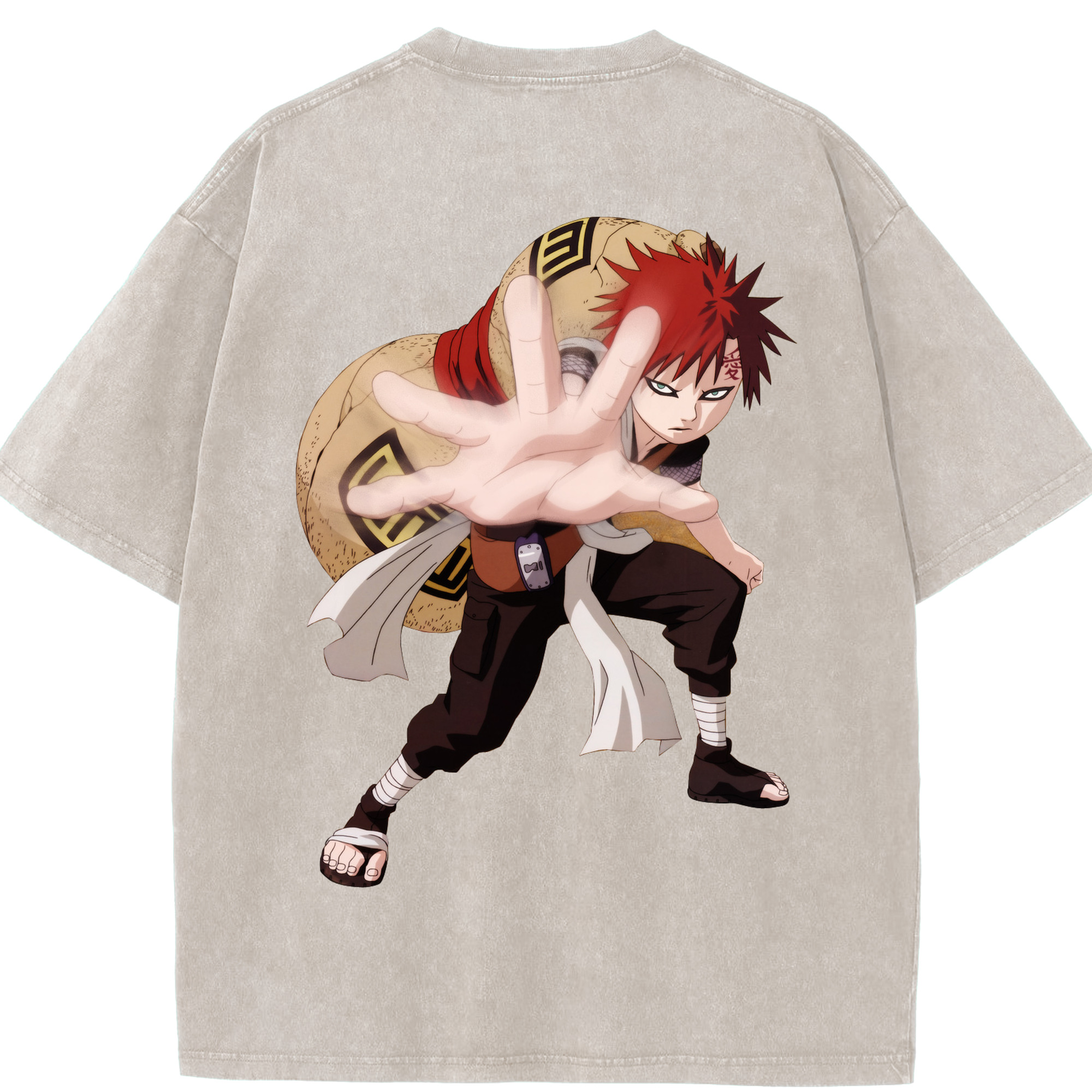 （画像用） NARUTO -ナルト- ガアラ Gaara 綿100% ヴィンテージ風 半袖Tシャツ（背面プリント）