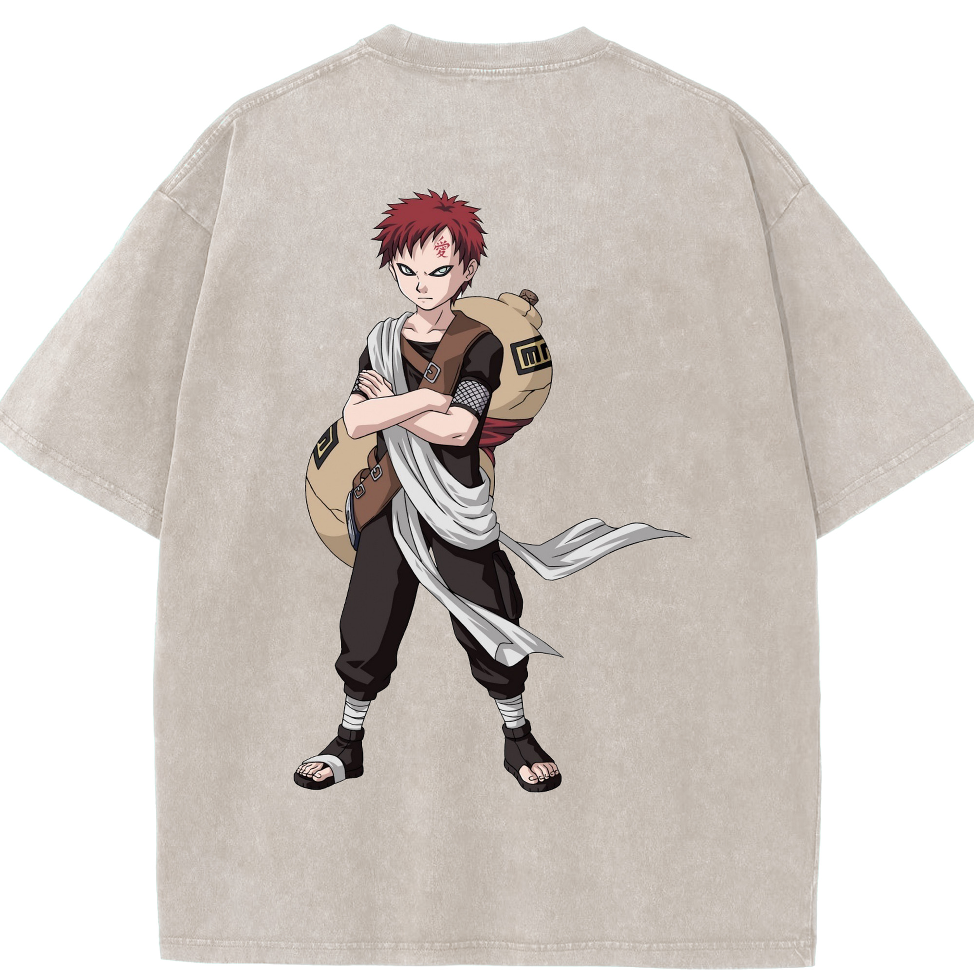 （画像用） NARUTO -ナルト- ガアラ Gaara 綿100% ヴィンテージ風 半袖Tシャツ（背面プリント）