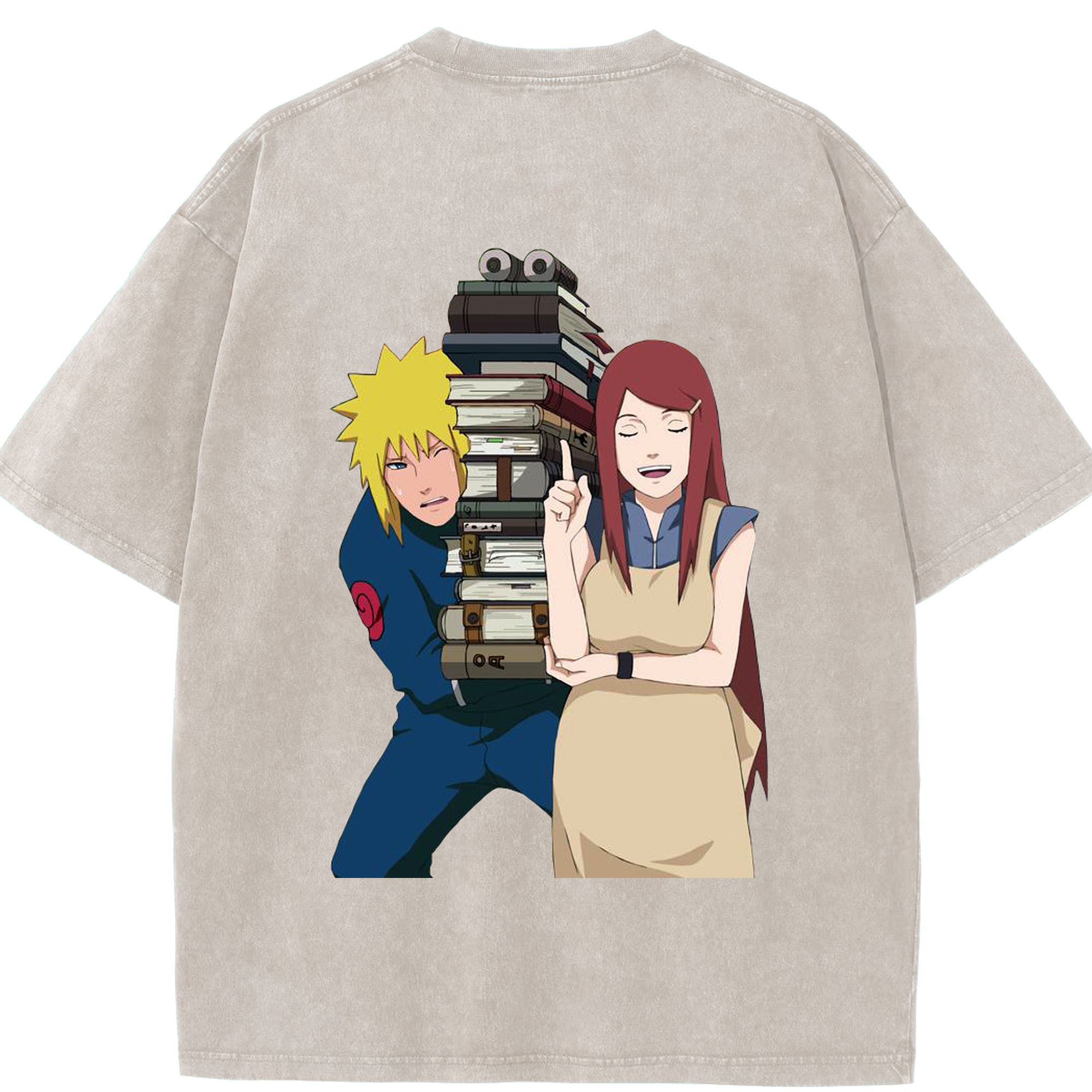 （画像用） NARUTO -ナルト- 波風 ミナト Namikaze Minato 綿100% ヴィンテージ風 半袖Tシャツ（背面プリント）
