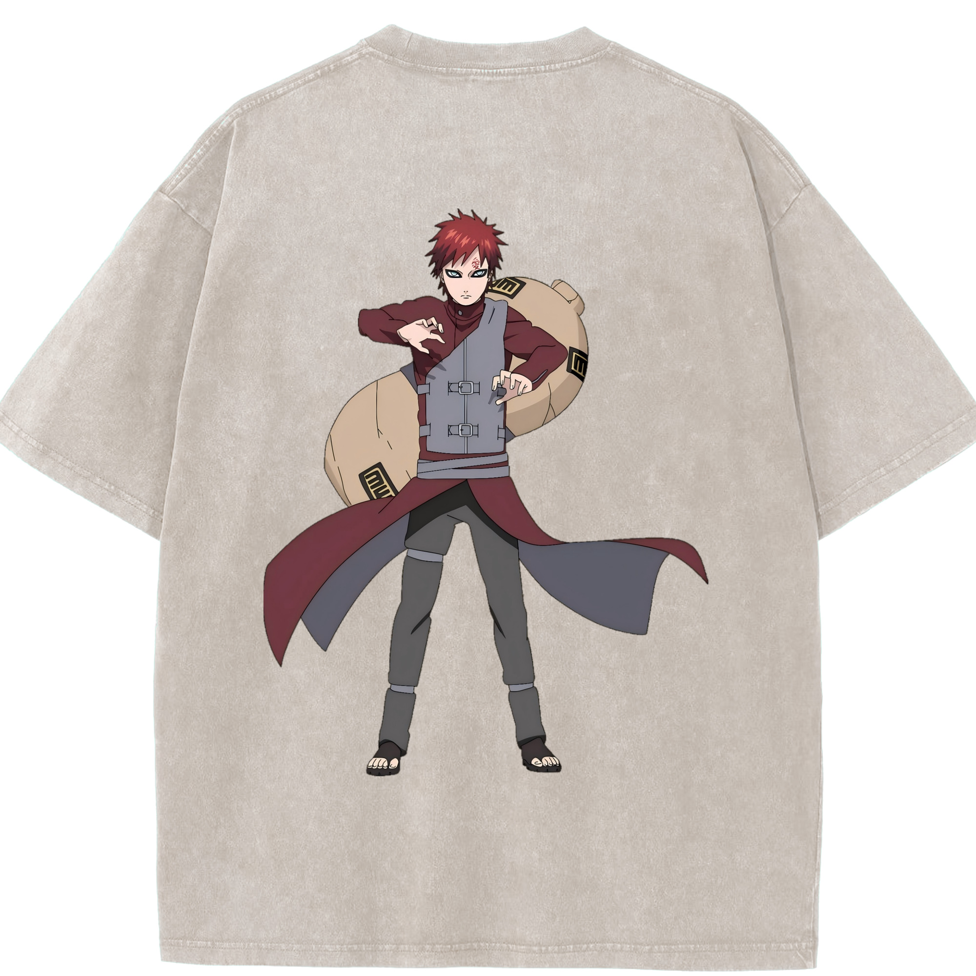 （画像用） NARUTO -ナルト- ガアラ Gaara 綿100% ヴィンテージ風 半袖Tシャツ（背面プリント）