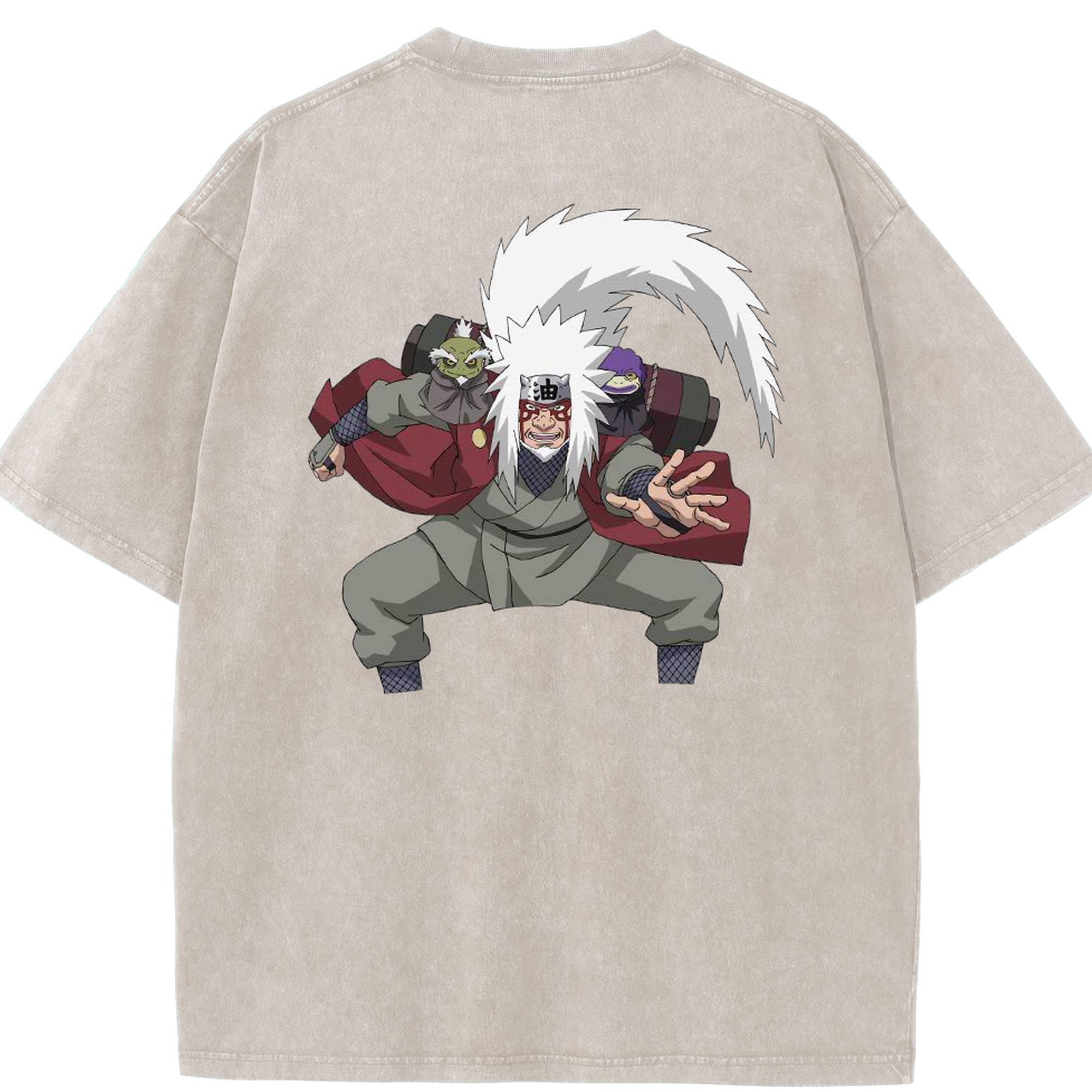 （画像用） NARUTO -ナルト- 自来也（じらいや） Jiraiya 綿100% ヴィンテージ風 半袖Tシャツ（背面プリント）
