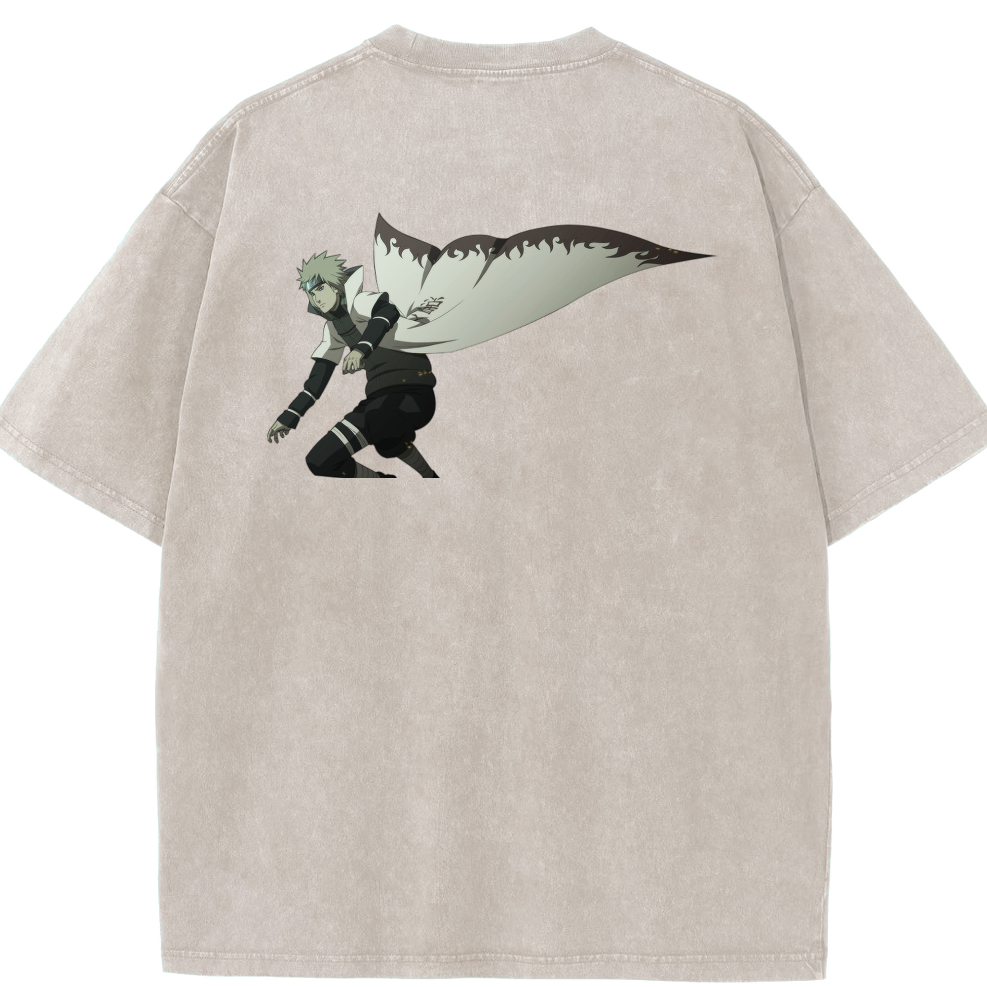 （画像用） NARUTO -ナルト- 波風 ミナト Namikaze Minato 綿100% ヴィンテージ風 半袖Tシャツ（背面プリント）