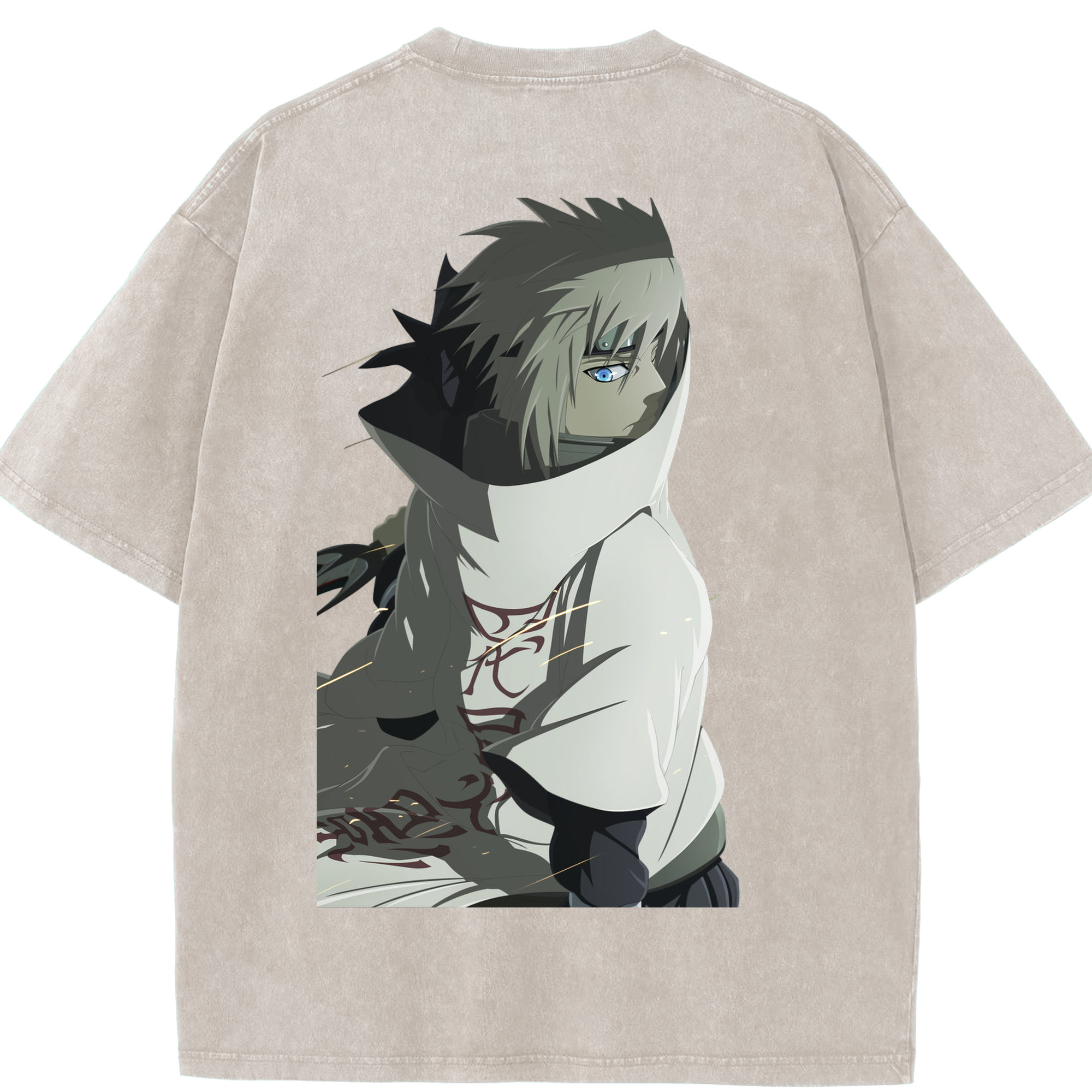 （画像用） NARUTO -ナルト- 波風 ミナト Namikaze Minato 綿100% ヴィンテージ風 半袖Tシャツ（背面プリント）
