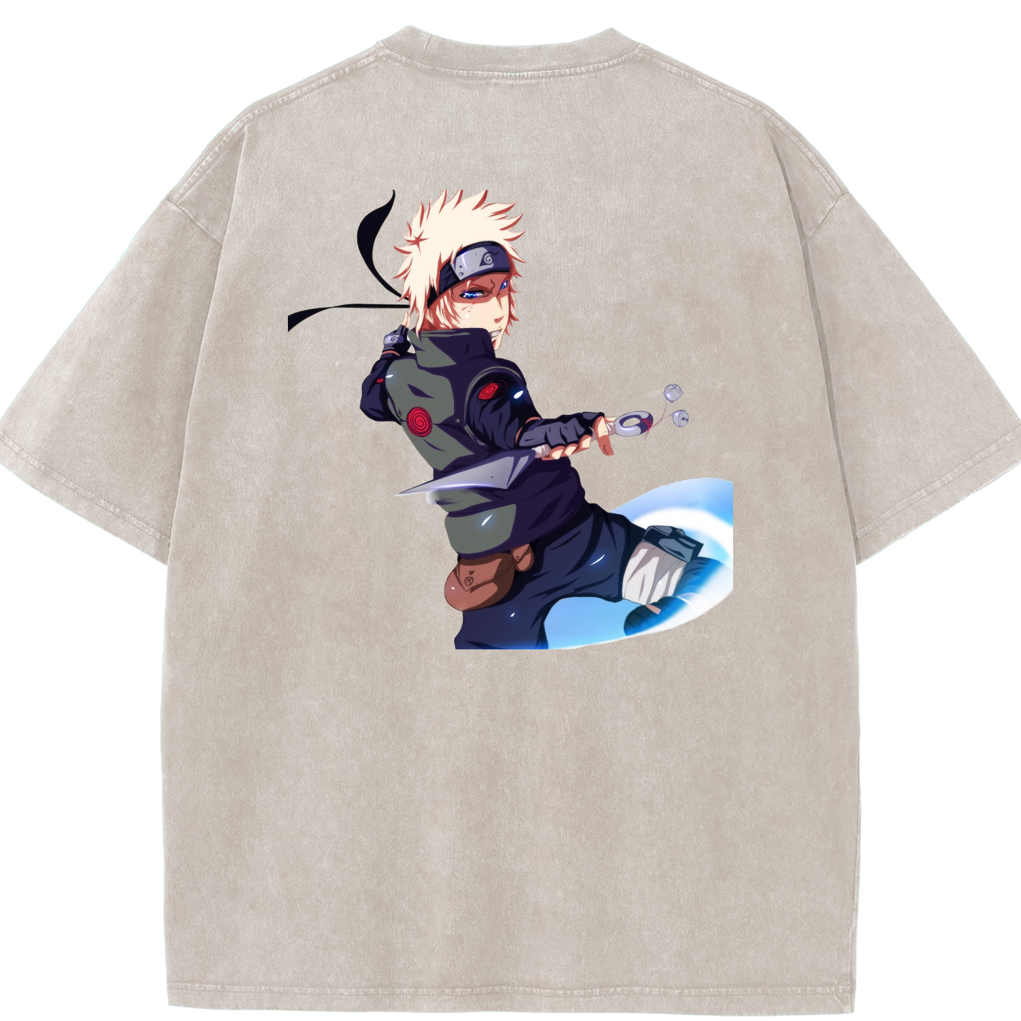 （画像用） NARUTO -ナルト- 波風 ミナト Namikaze Minato 綿100% ヴィンテージ風 半袖Tシャツ（背面プリント）