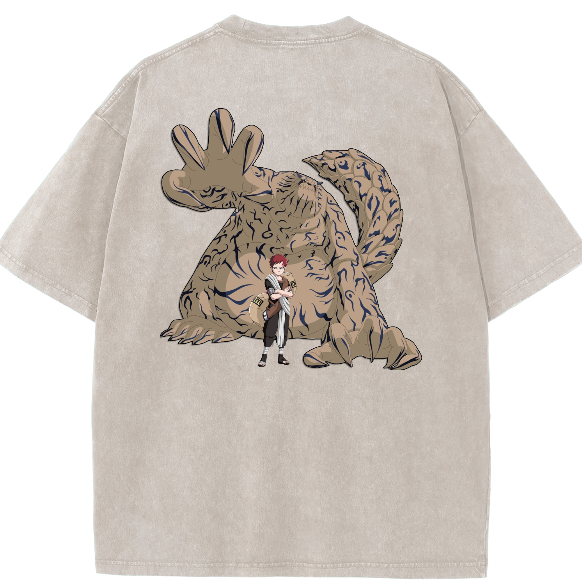 （画像用） NARUTO -ナルト- ガアラ Gaara 綿100% ヴィンテージ風 半袖Tシャツ（背面プリント）