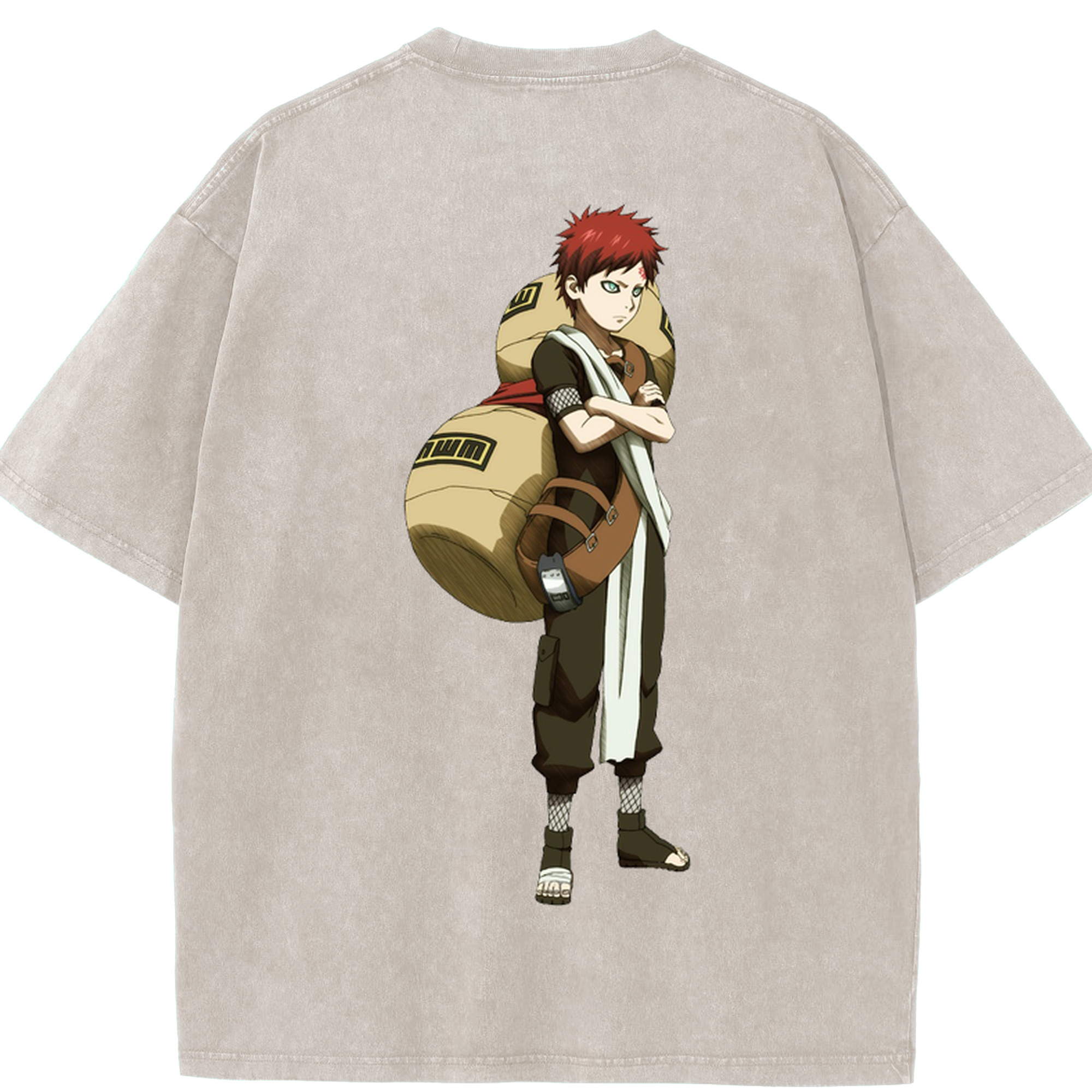 （画像用） NARUTO -ナルト- ガアラ Gaara 綿100% ヴィンテージ風 半袖Tシャツ（背面プリント）