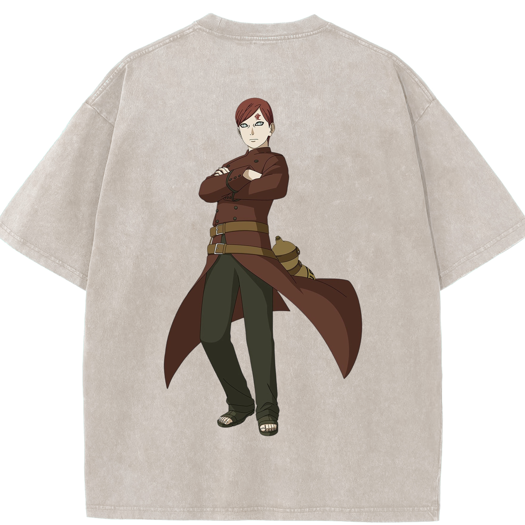 （画像用） NARUTO -ナルト- ガアラ Gaara 綿100% ヴィンテージ風 半袖Tシャツ（背面プリント）